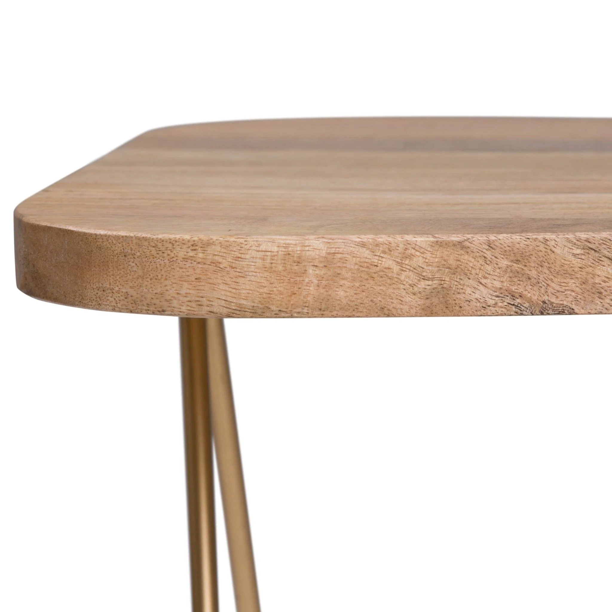 Wooden Accent Table with Metal Hair Pin Legs