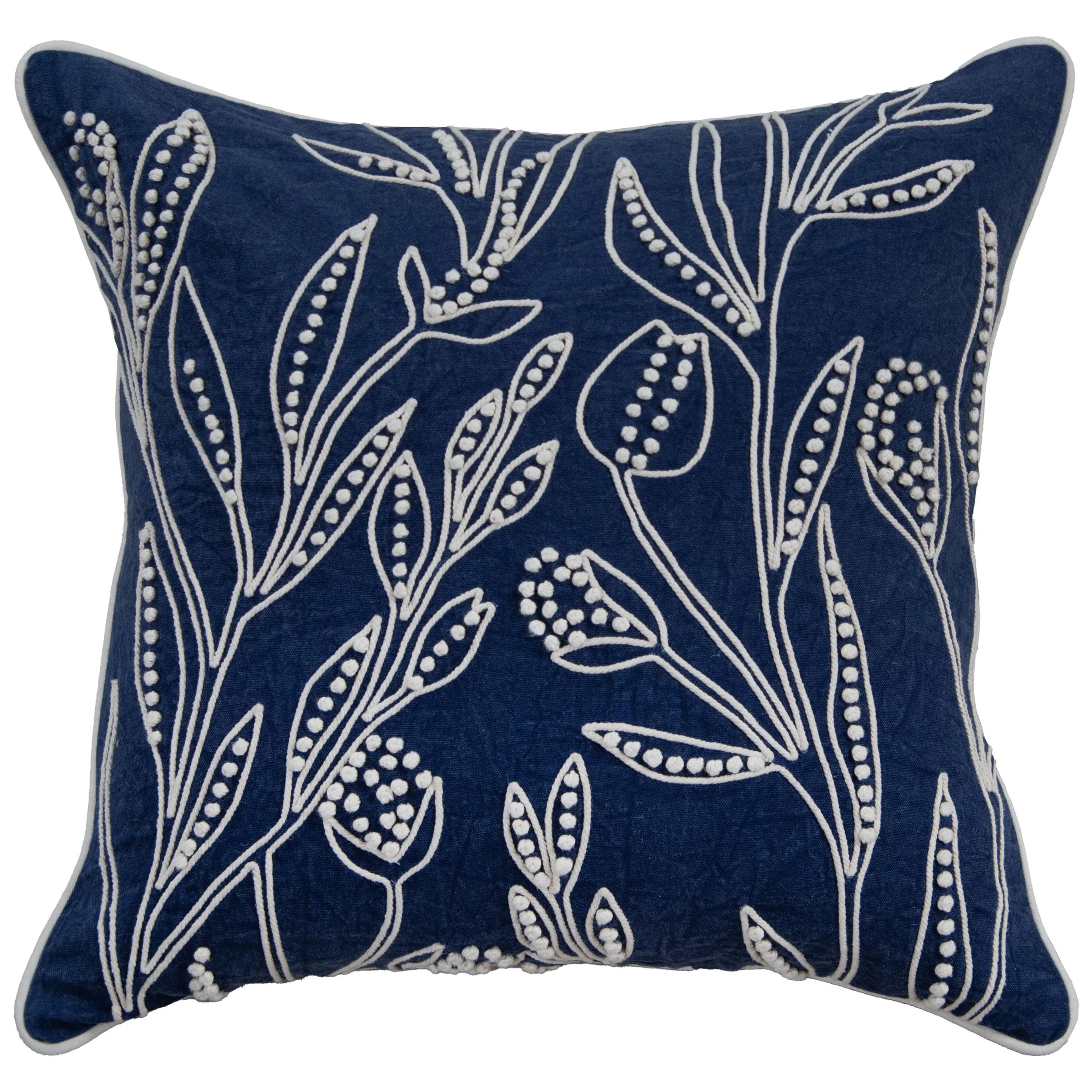 Botanical Embroidered Throw Pillow