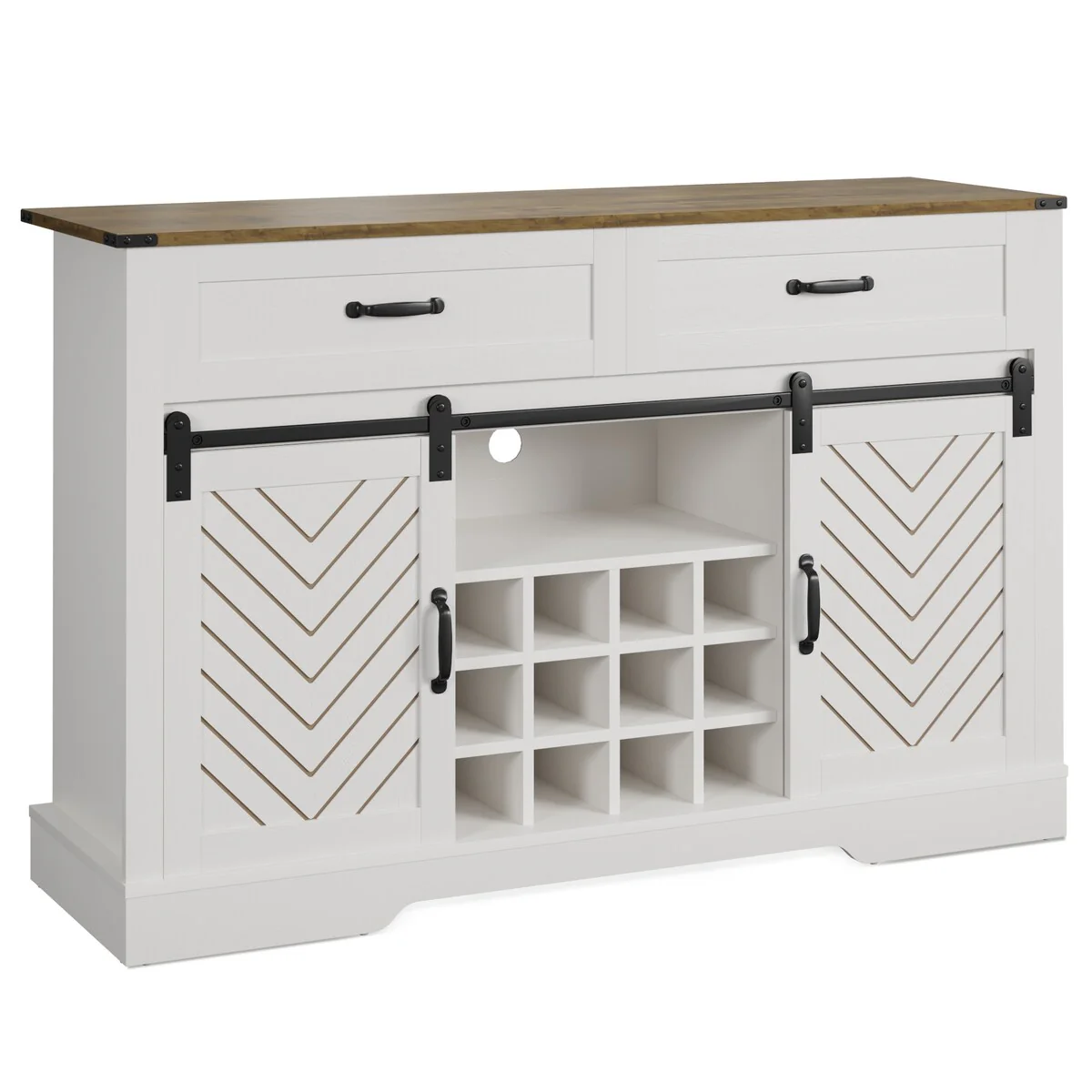 Royalcraft 51.96 Inch Bar Cabinet with Wine Rack and Large Storage