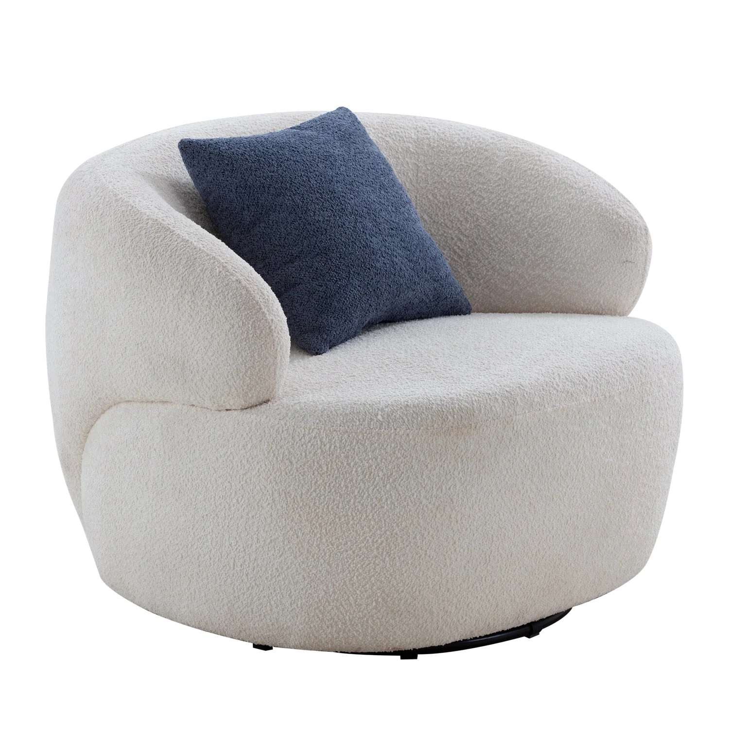Upholstered Swivel Accent Chair with Metal Base