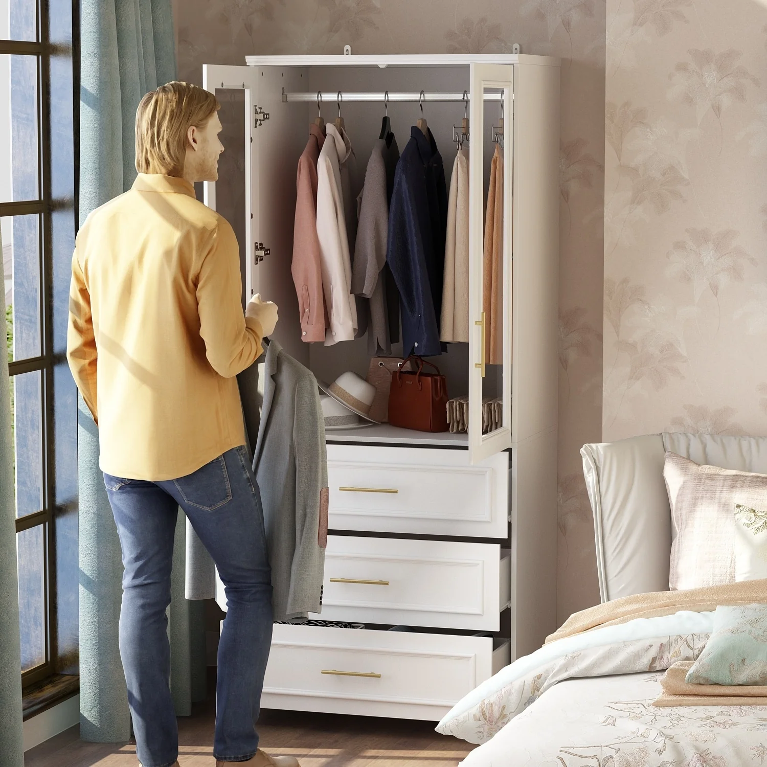 Modular Wardrobe Combo Armoires Closet Freestanding Cabinet Organizer