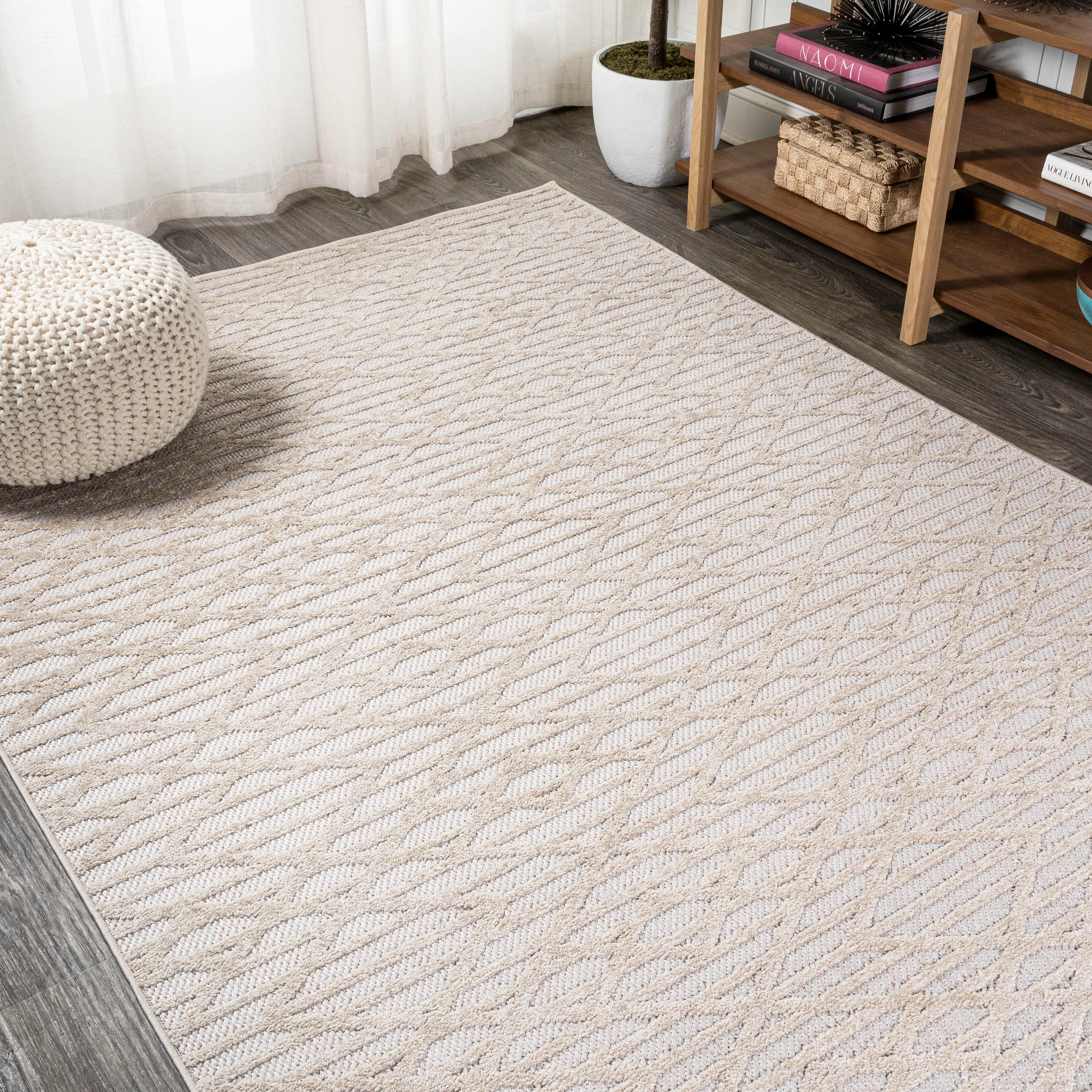 Ararat High-Low Pile Moroccan Diamond Modern  Indoor/Outdoor Area Rug