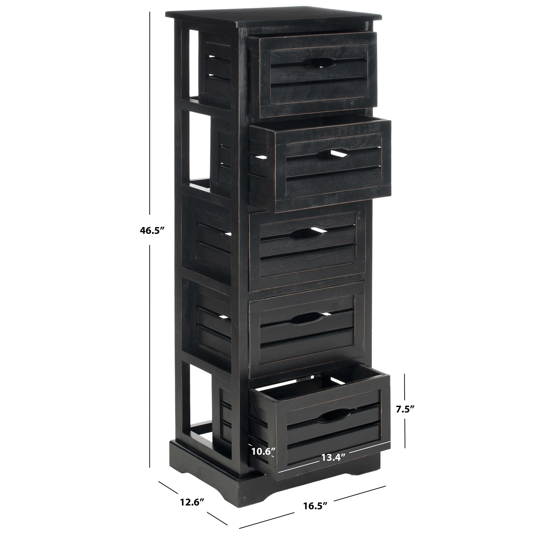 SAFAVIEH Cinda Black Storage 5-Drawer Cabinet - 16.5