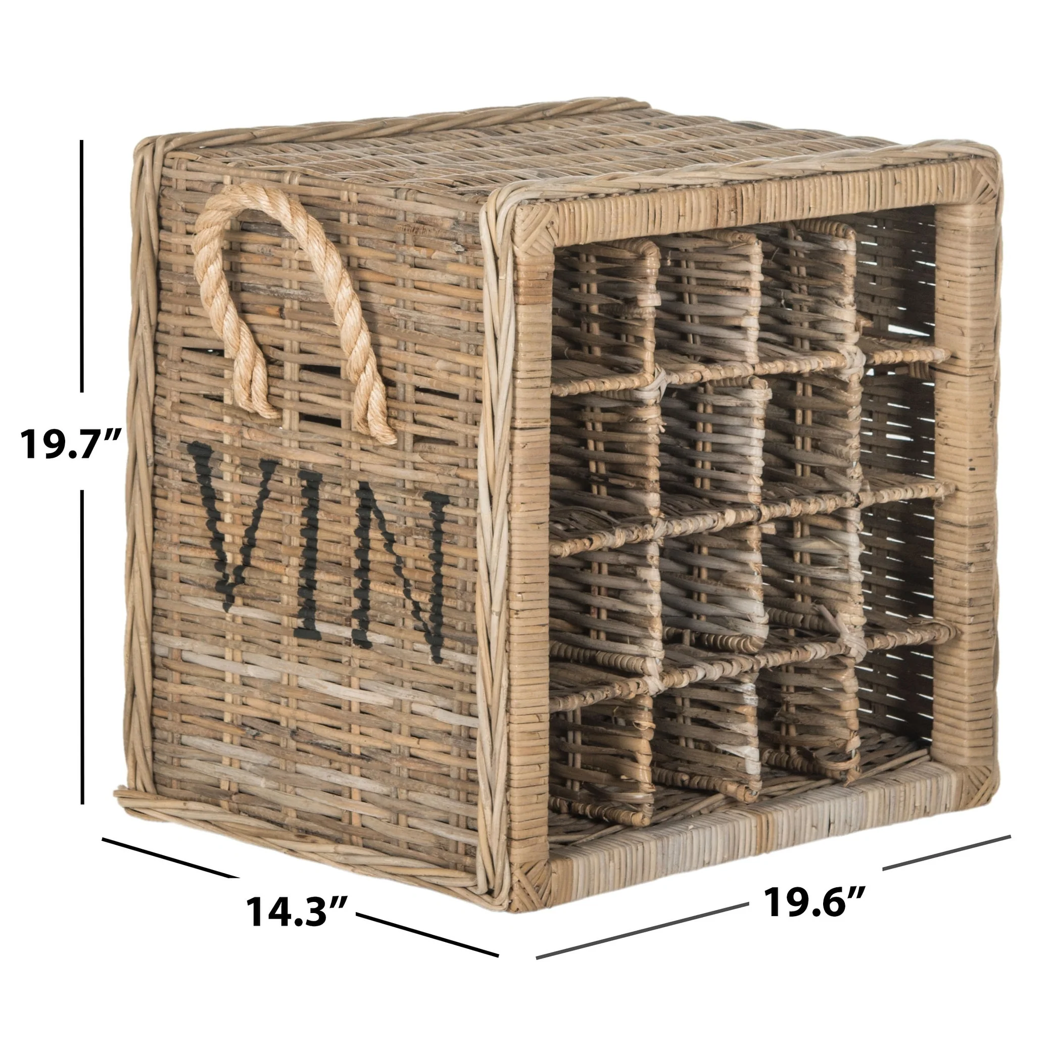SAFAVIEH Kikuko Natural 16-Bottle Wicker Storage Wine Rack - 20Wx14Dx20H