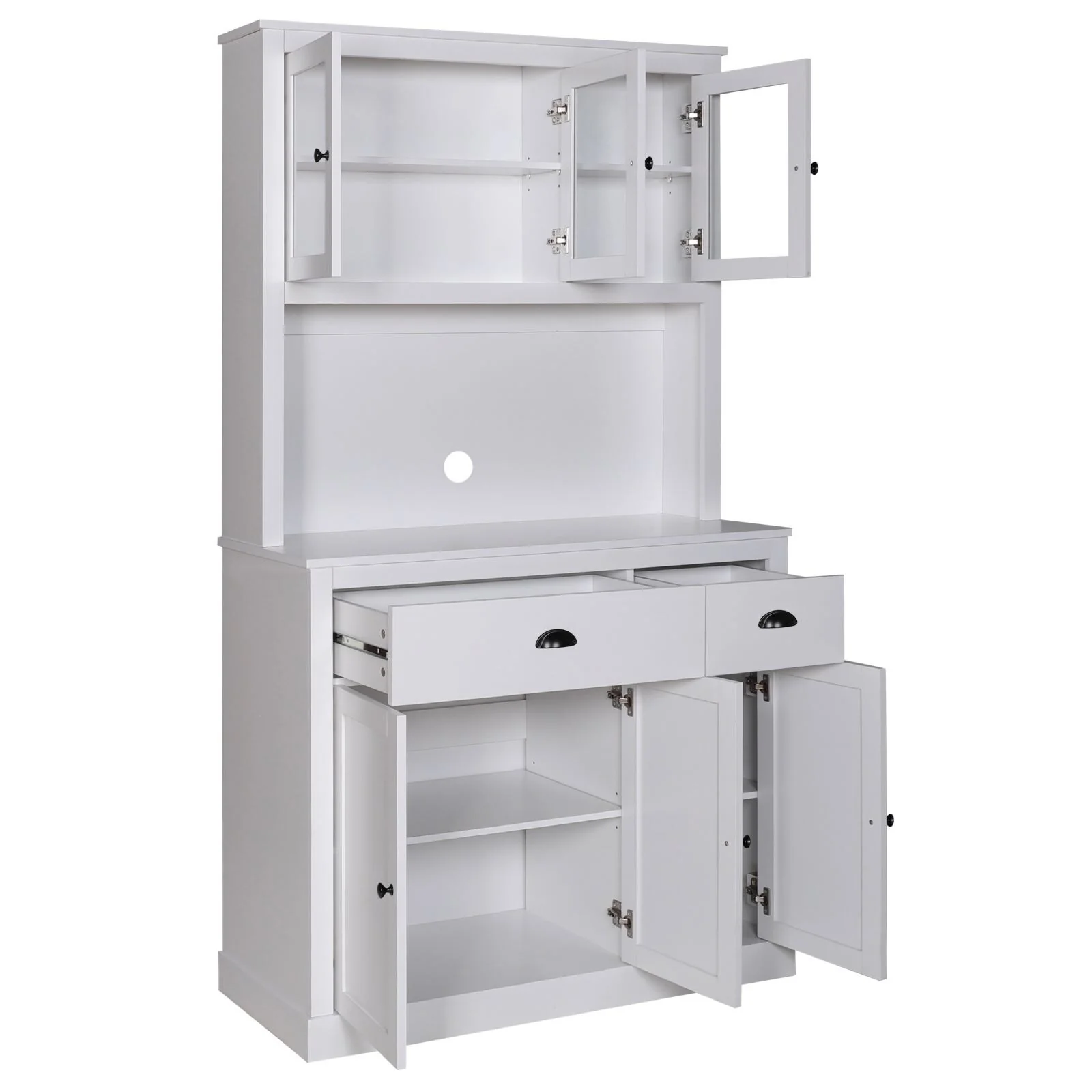 VEIKOUS Pantry Kitchen Cabinet Storage with Microwave Stand and 3 Adjustable Shelves