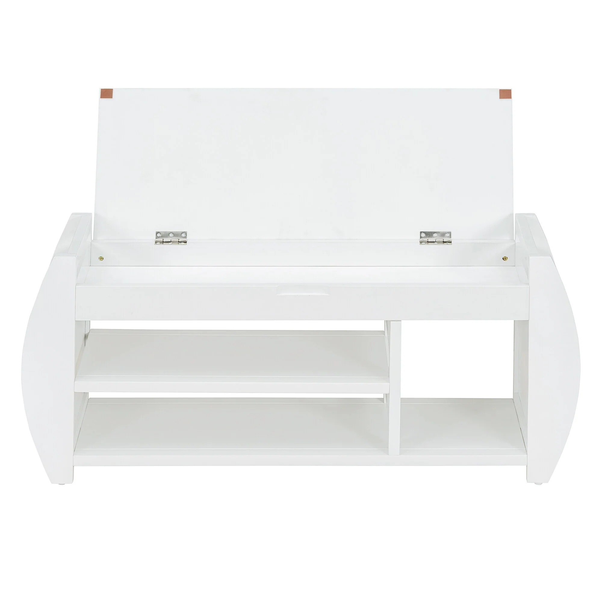 Multifunctional Storage Bench with Cushion and Curved Side Panel for Entrance and Living Room