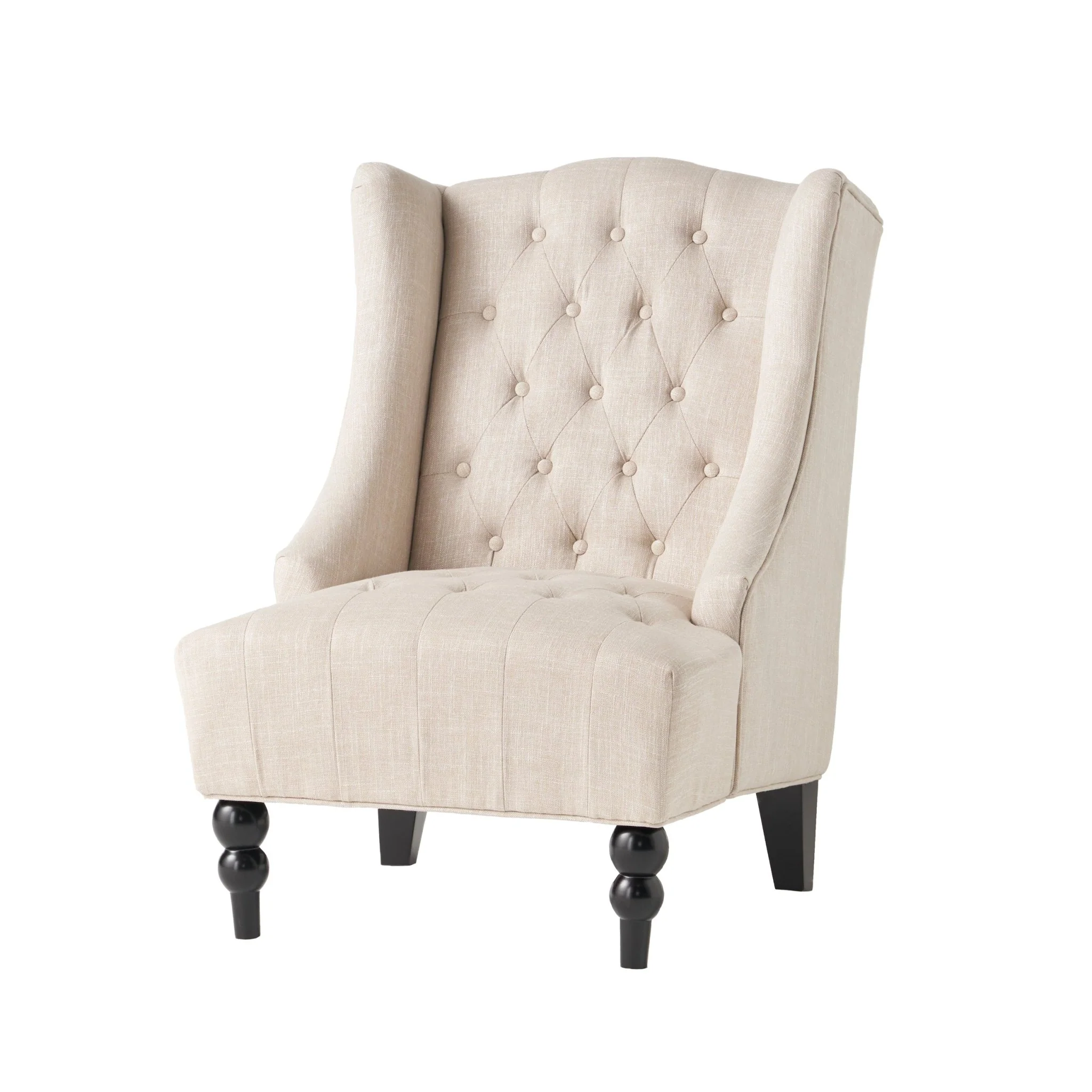 Upholstered Accent Chair with Diamond Tufted Wing Back