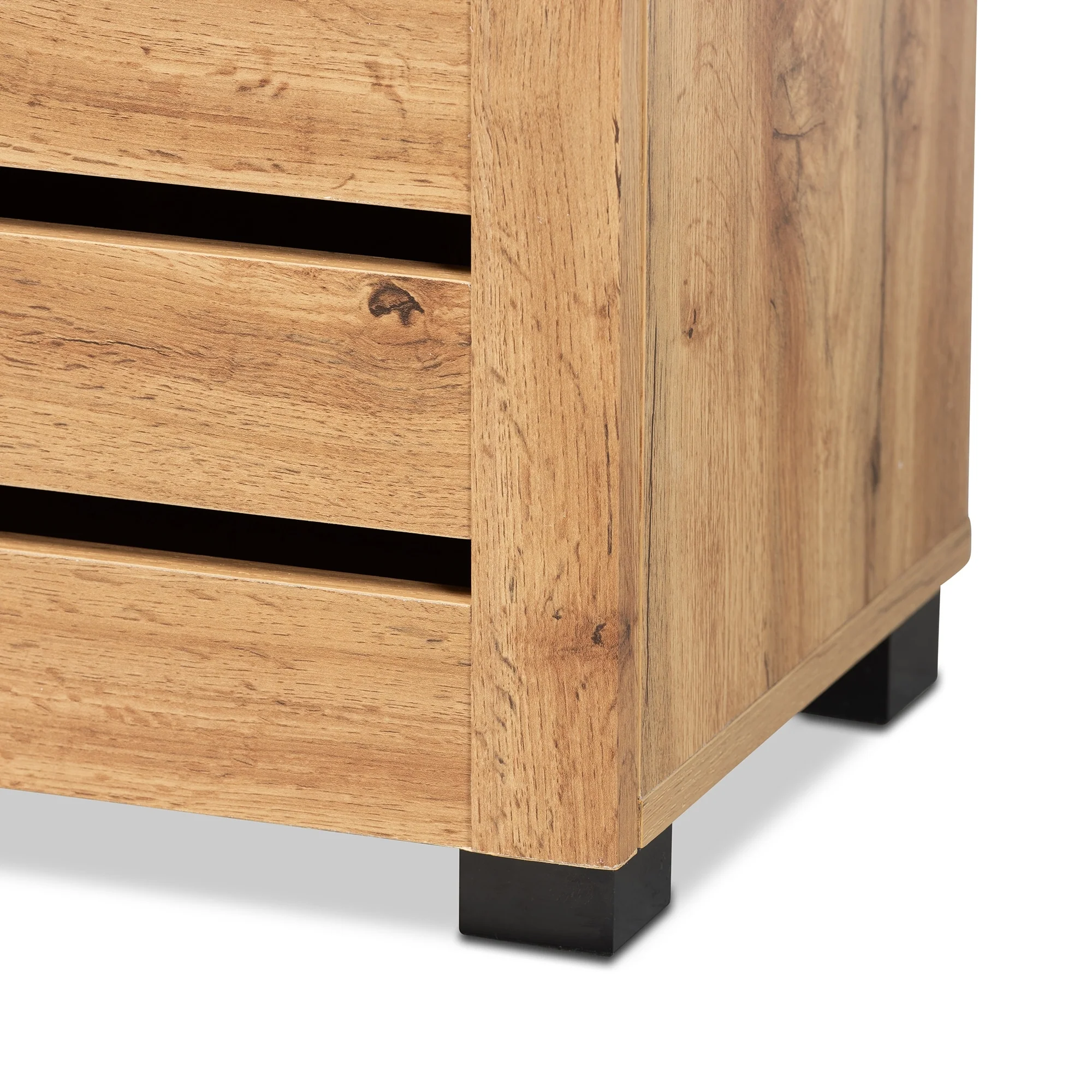 Adalwin Modern Oak Brown Finished Wood 2-Door Shoe Cabinet