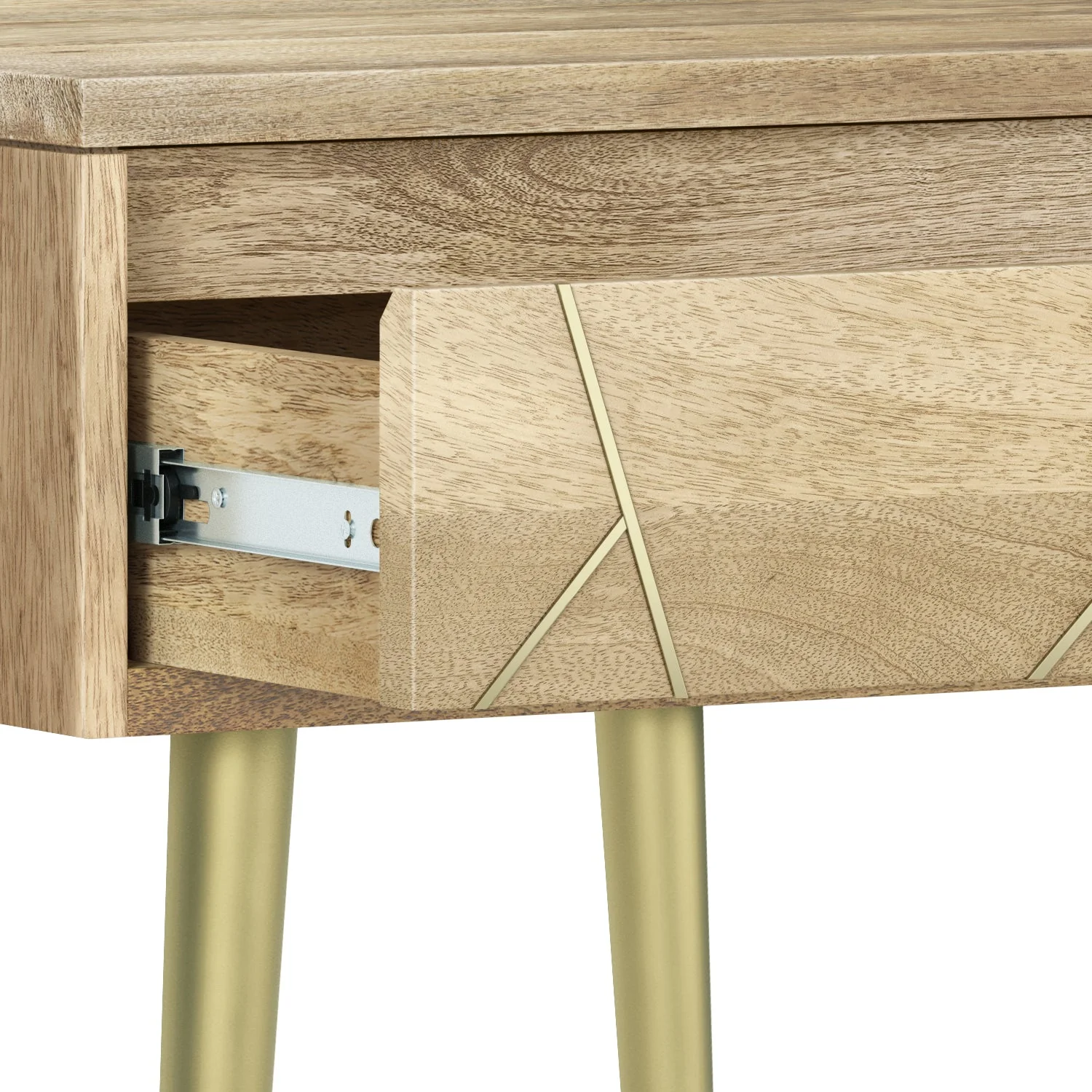 Graceful Side Table with Drawer and Metal Legs