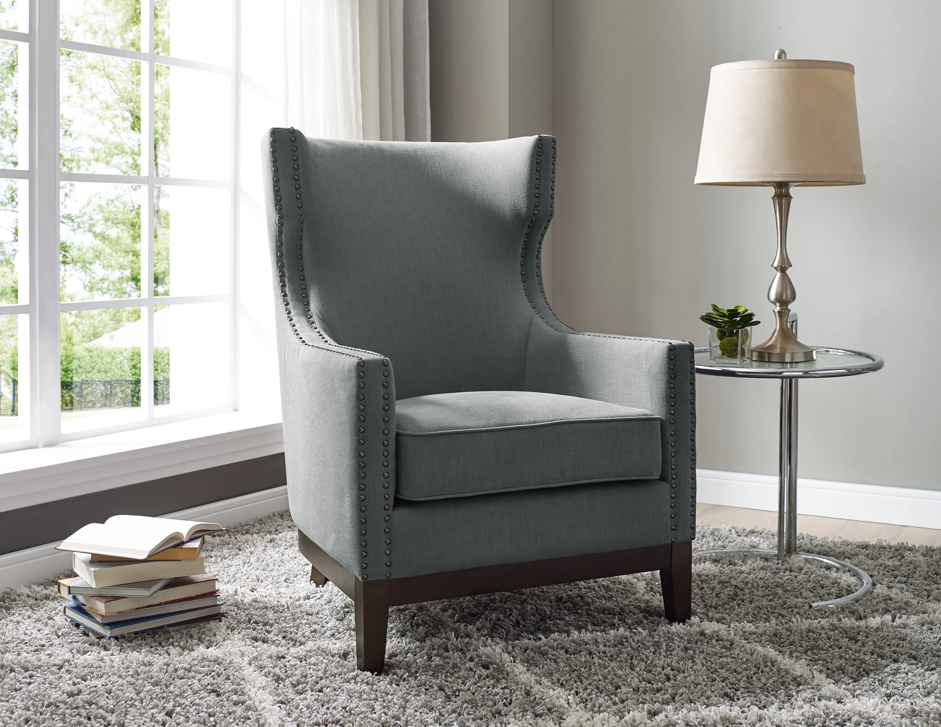 Roswell Linen Wingback Chair