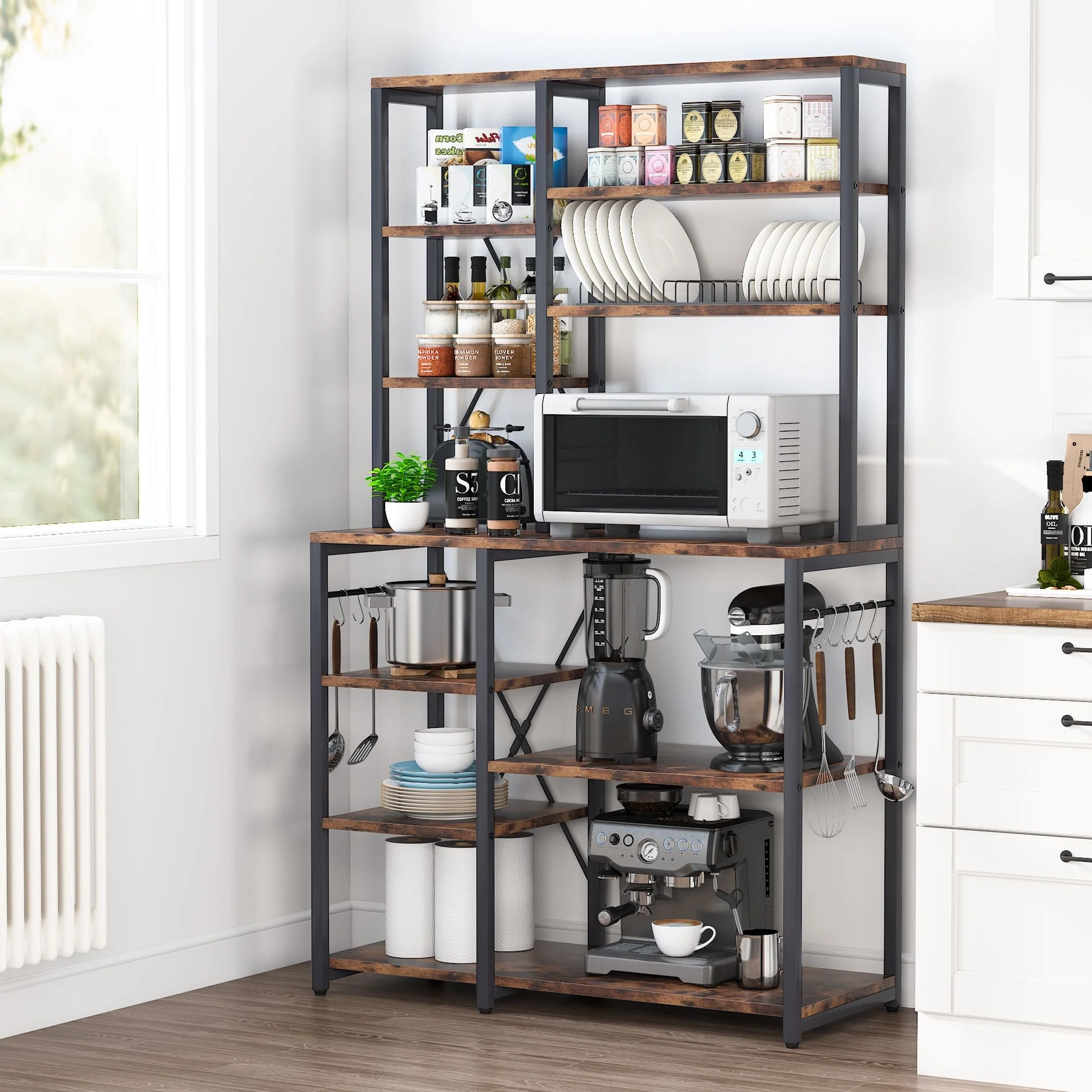 Kitchen Baker's Rack, Free Standing 5-Tier, 6-Tier Kitchen Utility Storage Shelf Rack