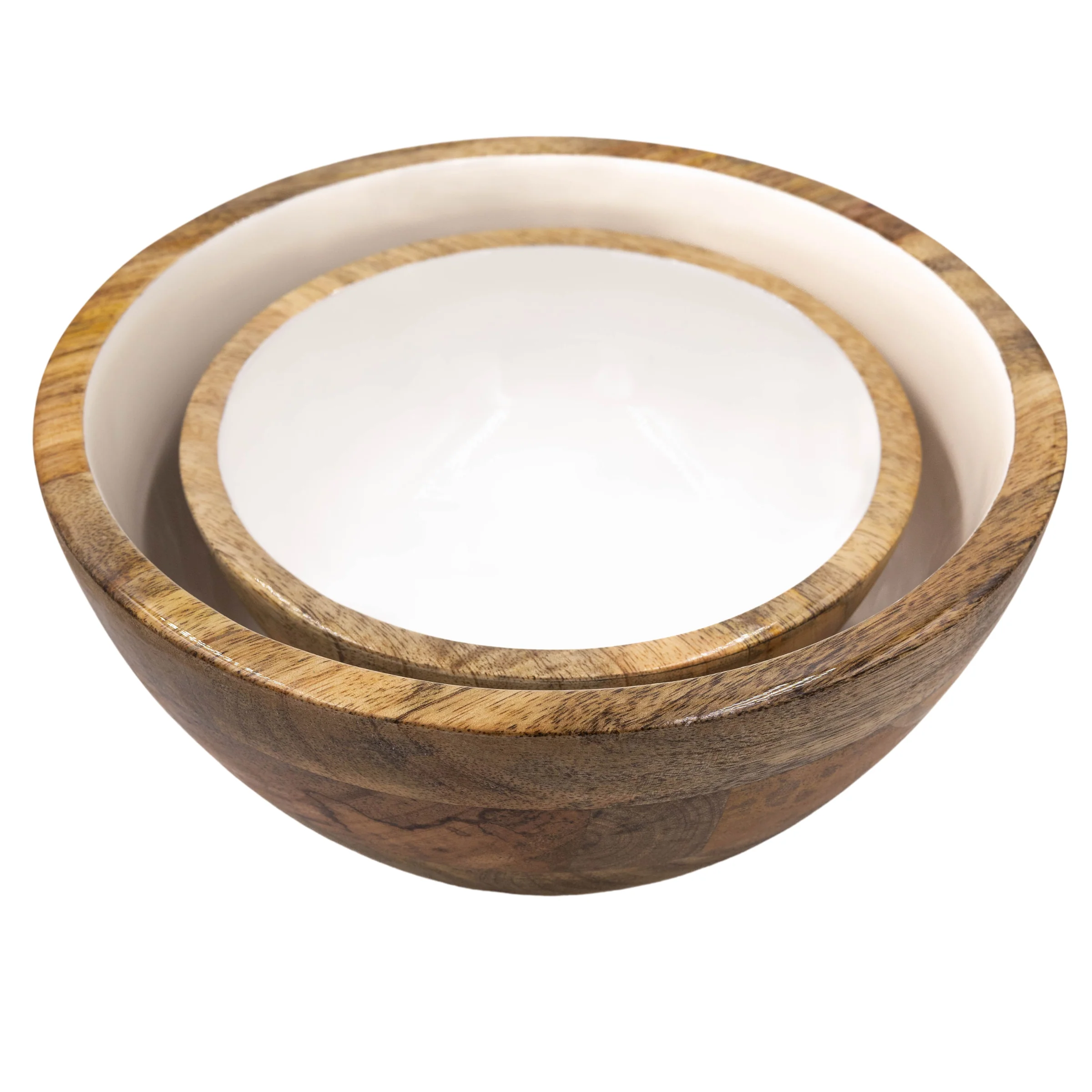 Jeanne Fitz Wood + White Collection Mango Wood Small and Medium Serving Bowls