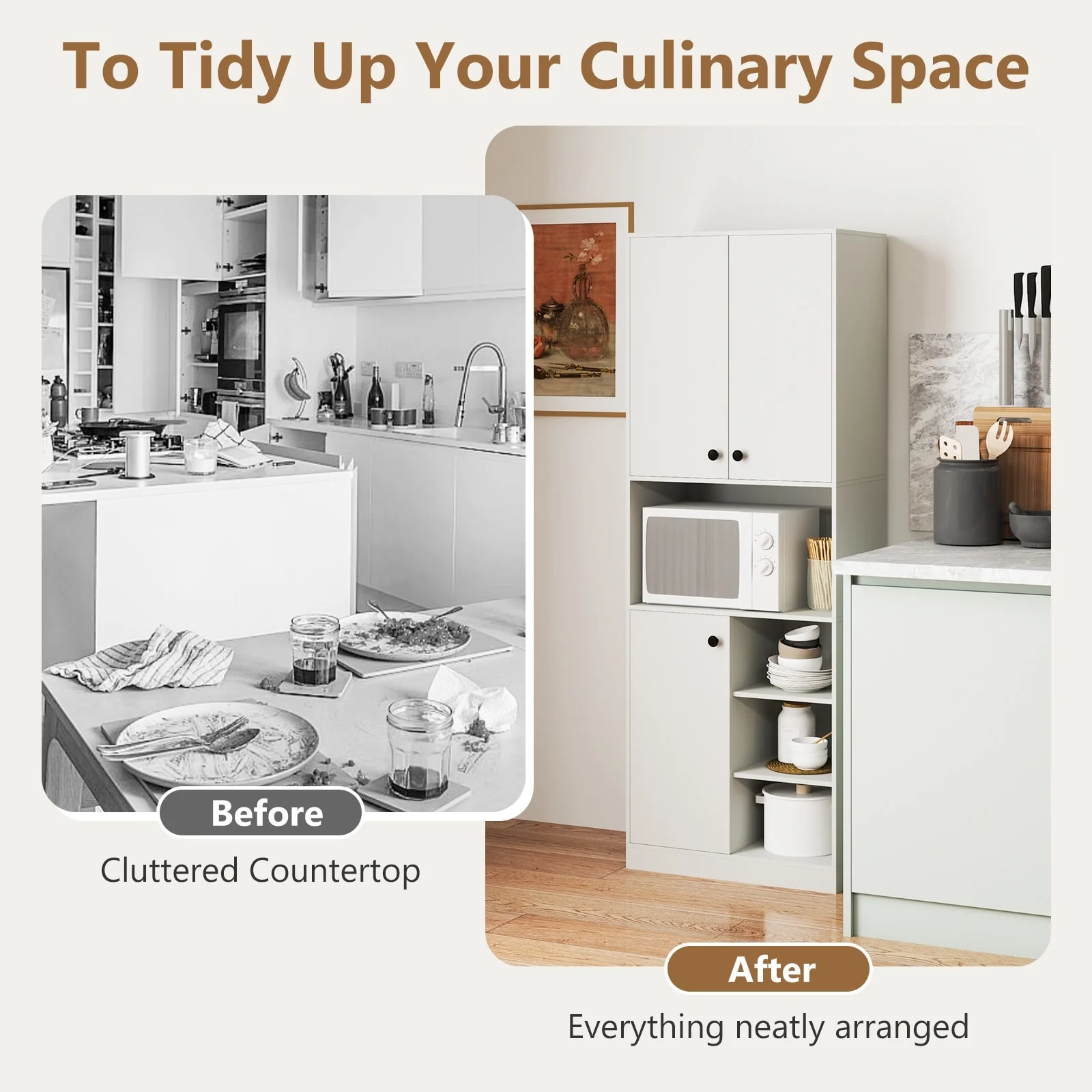 Costway Kitchen Pantry Storage Cabinet 65.5