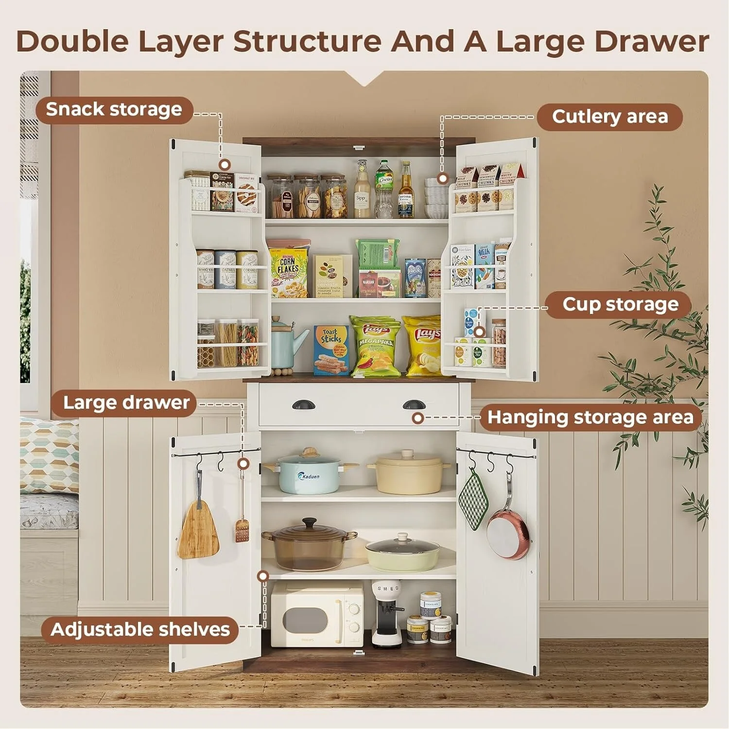 Farmhouse Kitchen Storage Cabinet Pantry Cabinet Home Bar