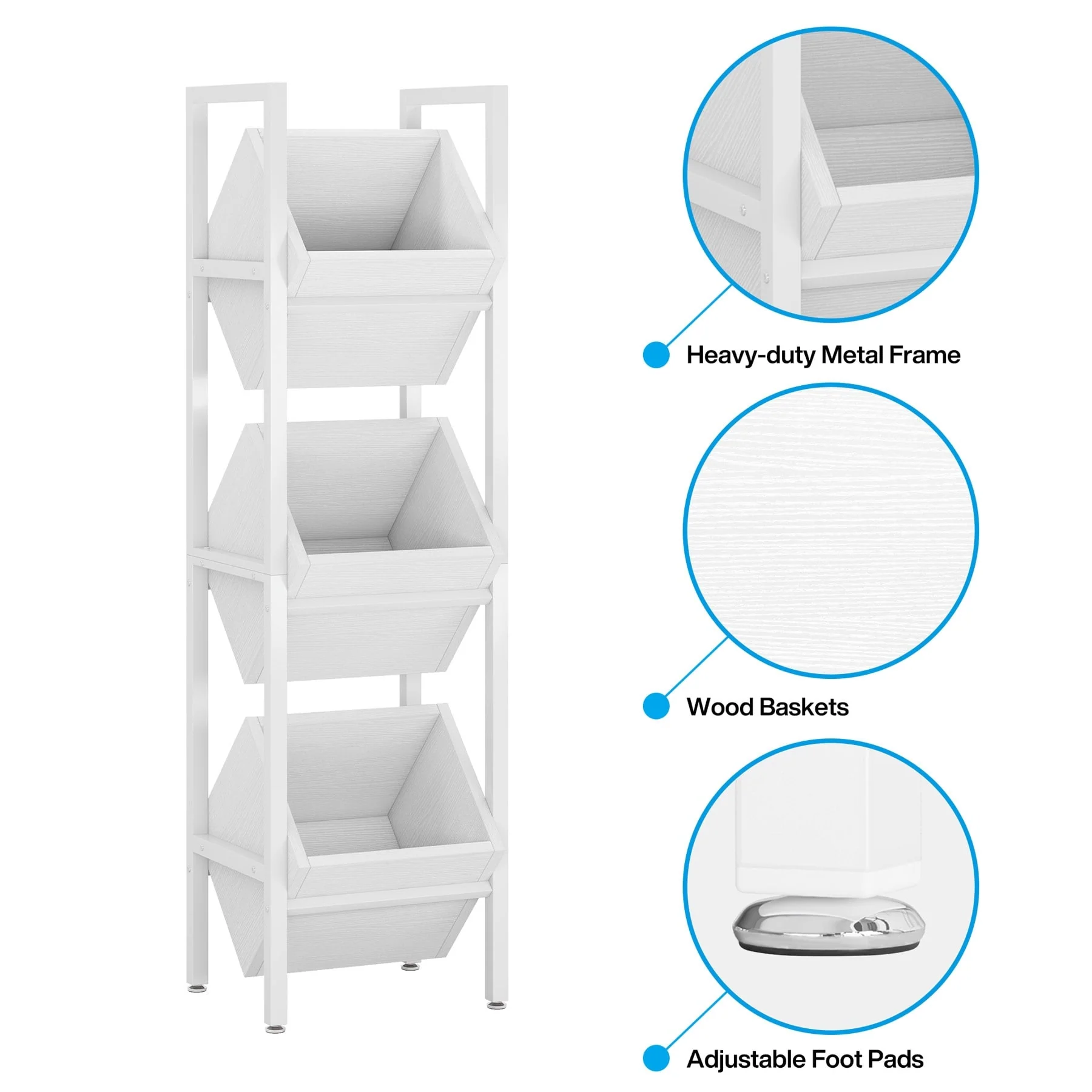 Vertical Standing Basket Storage Tower for Kitchen Bathroom Living Room