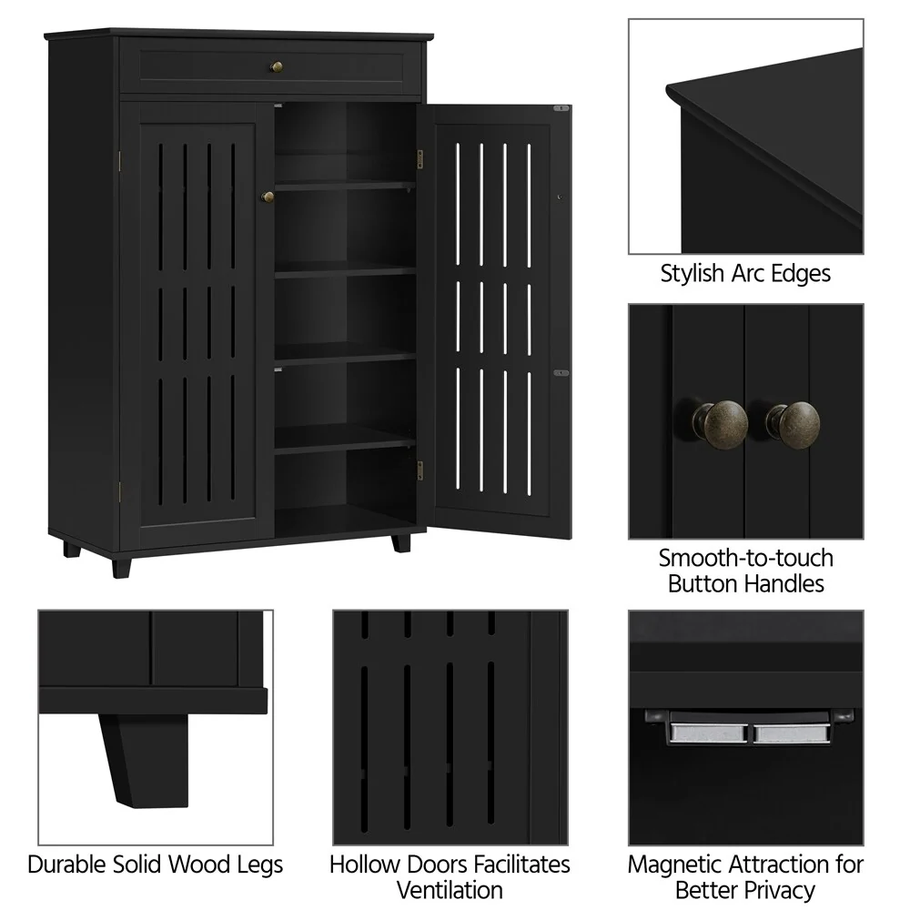 Yaheetech 5-Tier & 1 Drawer Shoe Storage Cabinet Closed Adjustable Shoes Rack - N/A