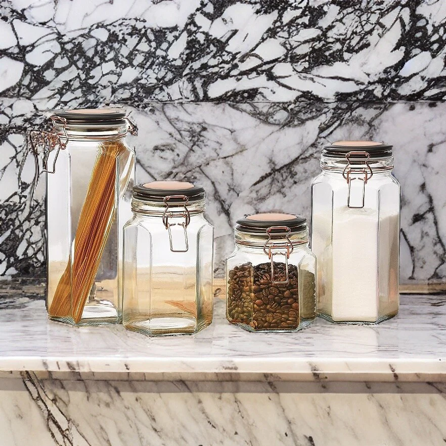 Amici Home Adler Hermetic Canister Jar Hexagon Set of 2