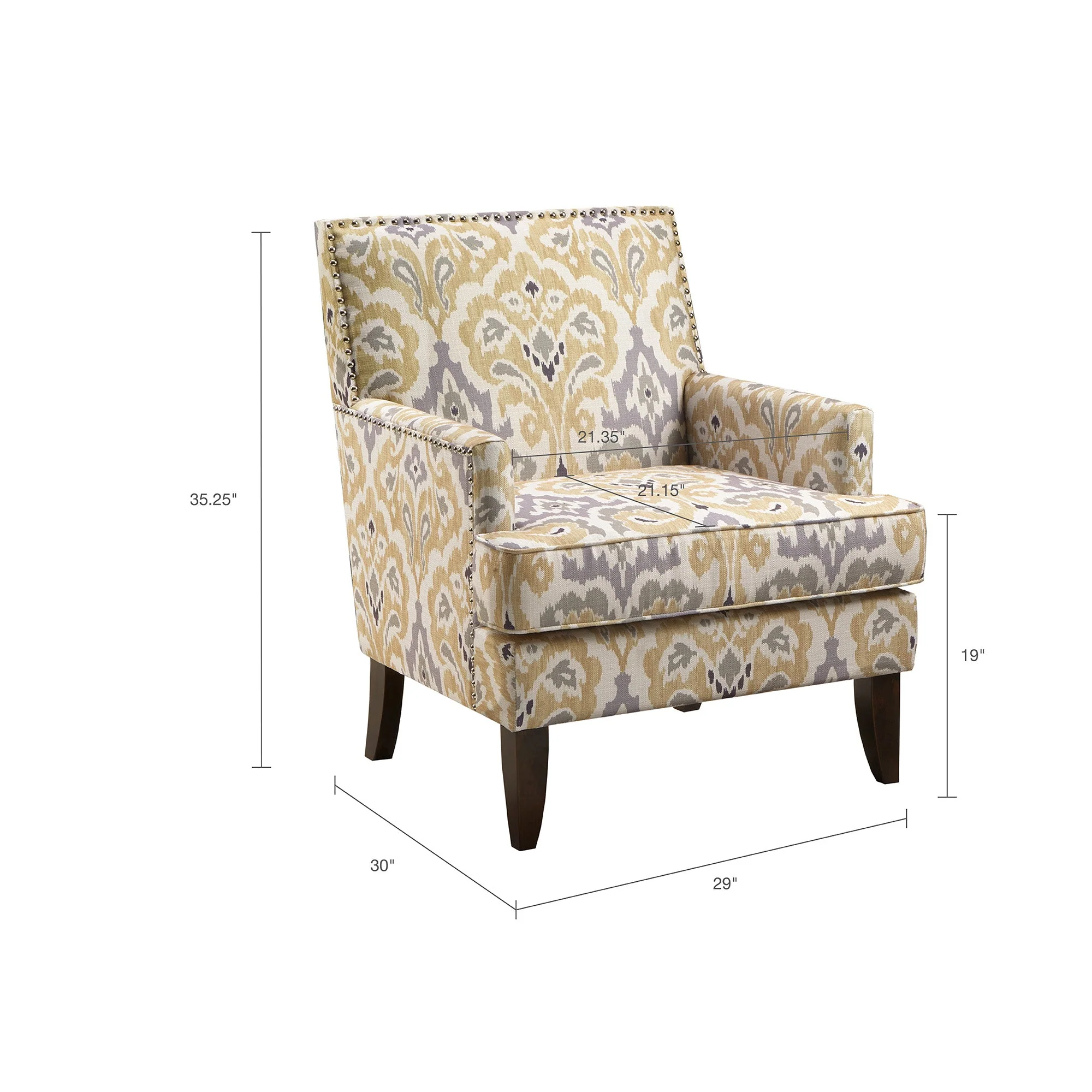 Upholstered Club Chair with Track Arm and Nailhead Trim