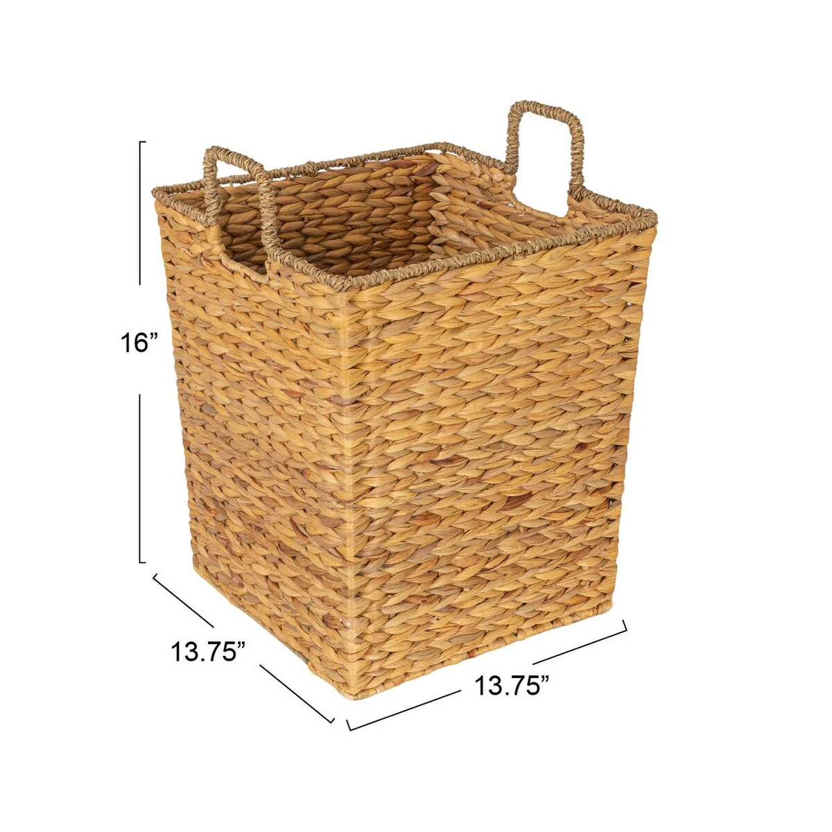 Household Essentials Handwoven Water Hyacinth and Seagrass Basket with Handles - 13.8