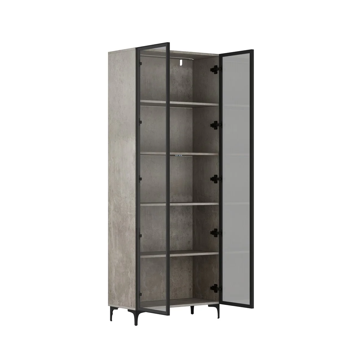 Kitchen Pantry Cabinets 5-Tier Tall Storage Cabinet with Glass Doors