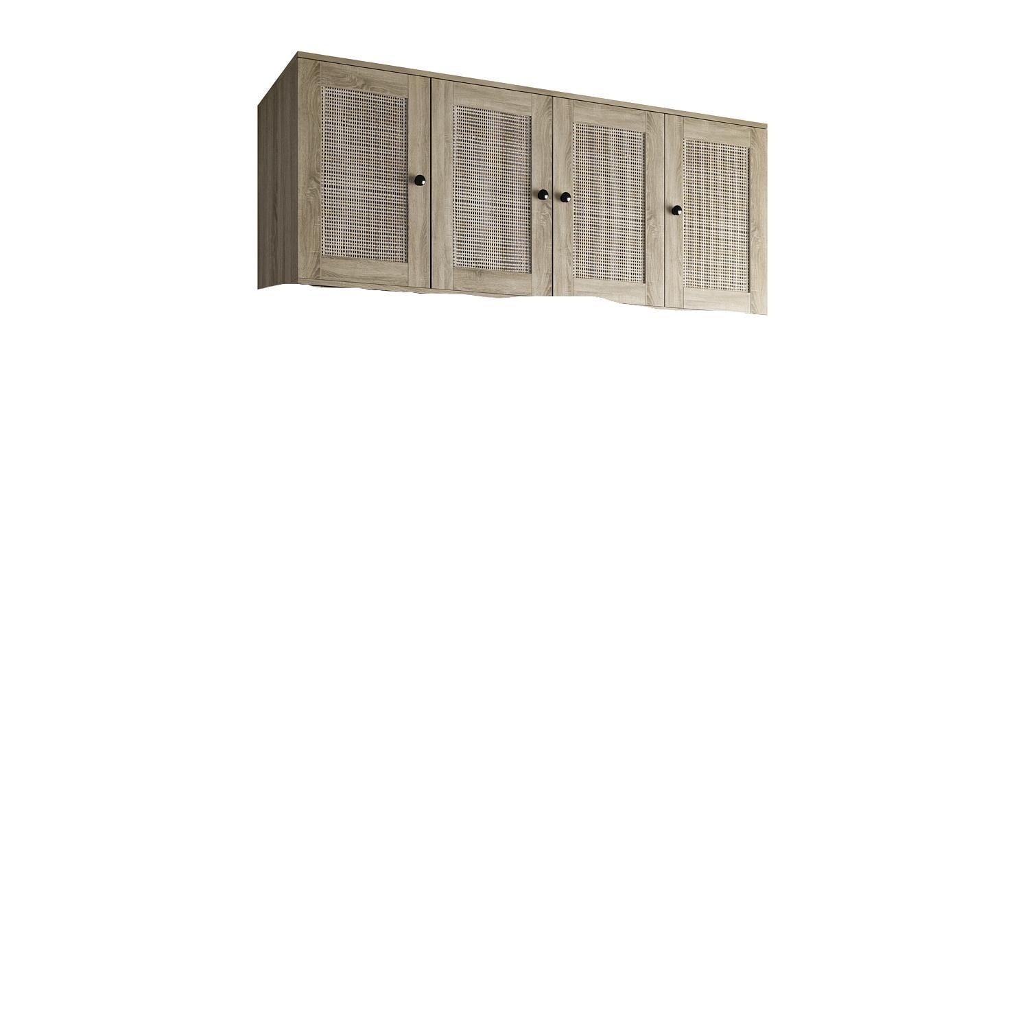 Large Storage Wardrobe Versatile Rattan Door Closet with Deep Drawers
