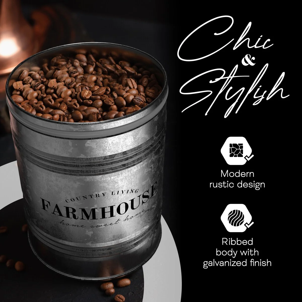 Amici Home Farmhouse Country Living Galvanized Canister - 76 oz