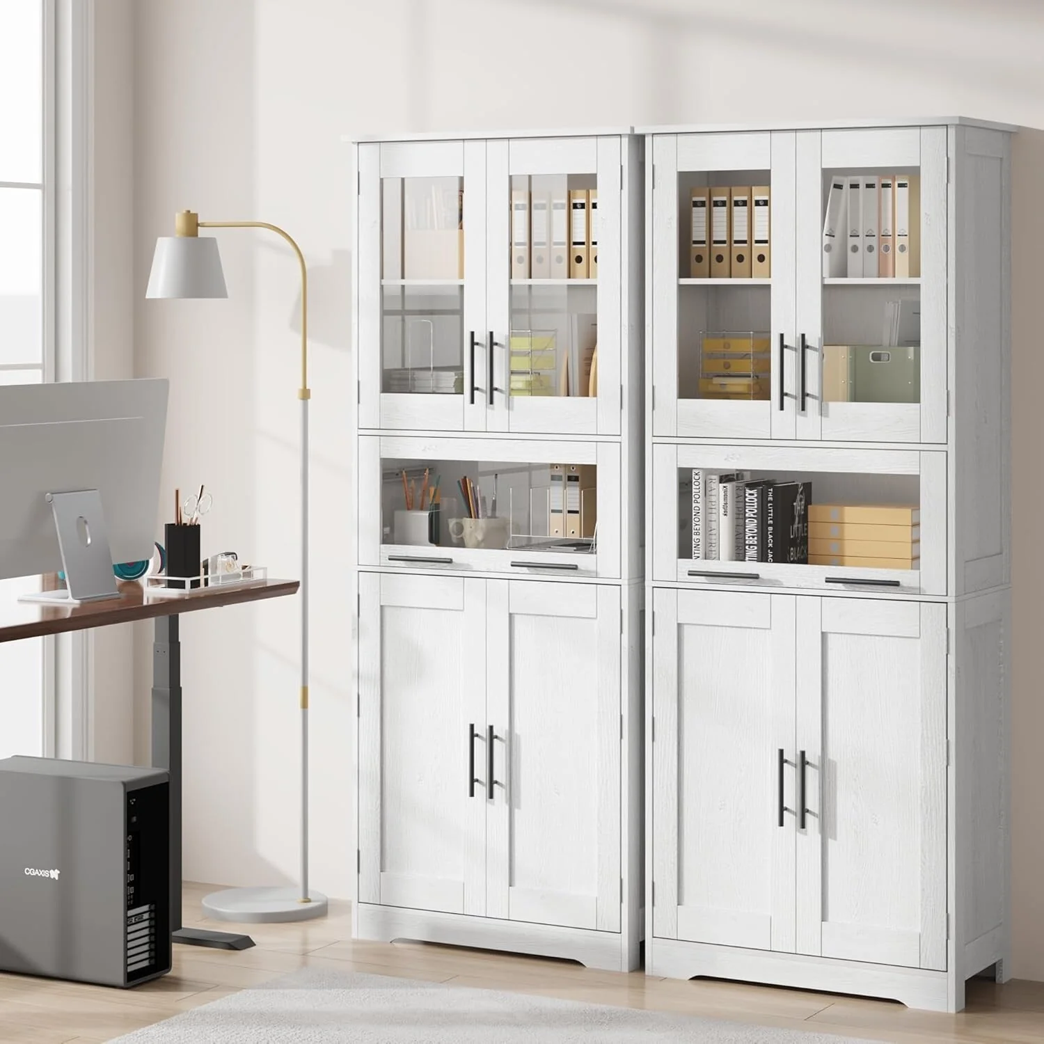 Tall Bathroom Cabinet, Linen Storage Cabinet with Doors and Adjustable Shelves and Drawer