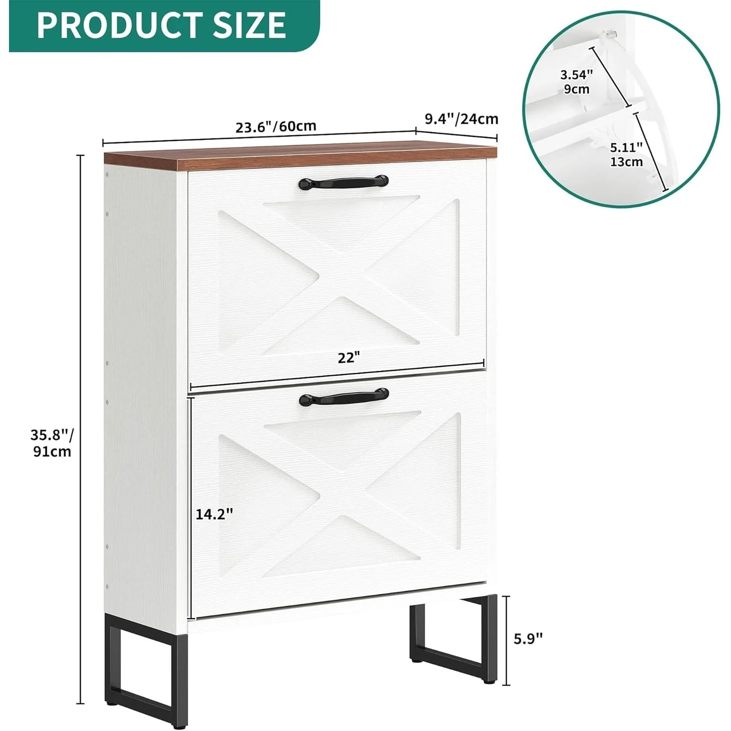 Moasis Shoe Storage Cabinet with 2 Flip Drawers Narrow Shoes Rack Organizer