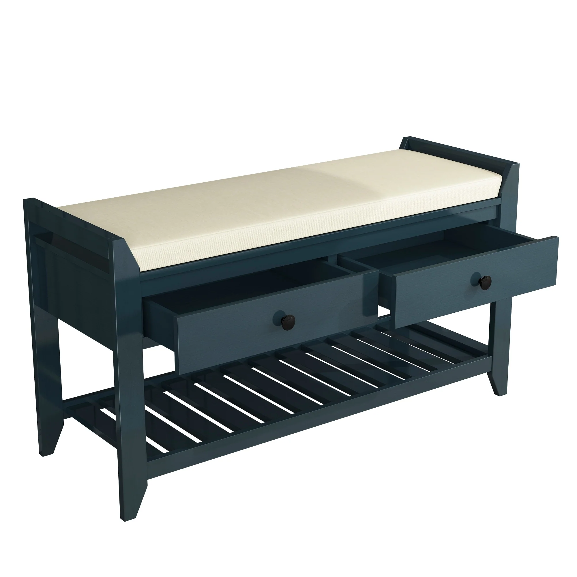 Multi-purpose Shoe Rack with Cushioned Seat and Drawers