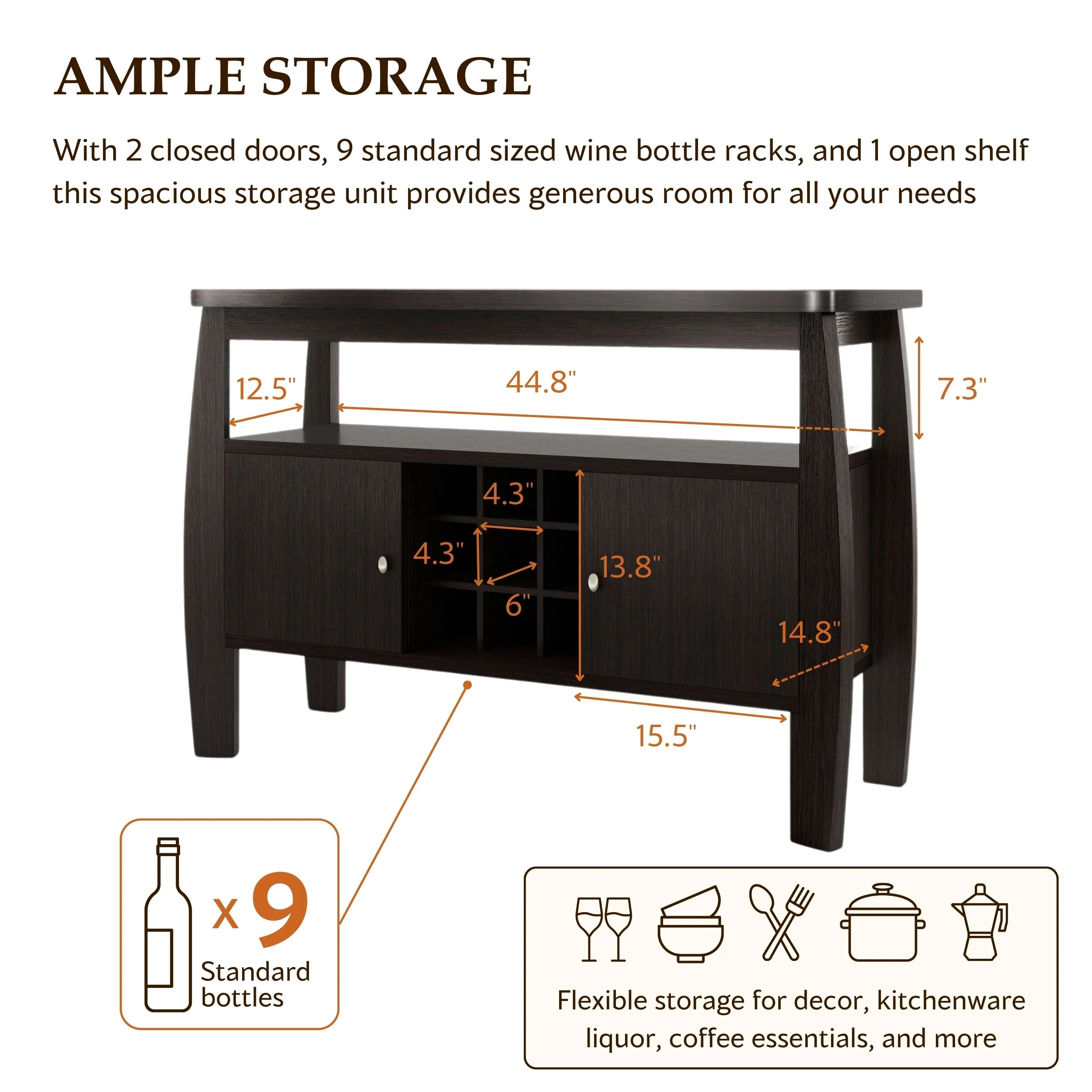 Furniture of America True Modern 51-inch Cappuccino 1-shelf Buffet Table
