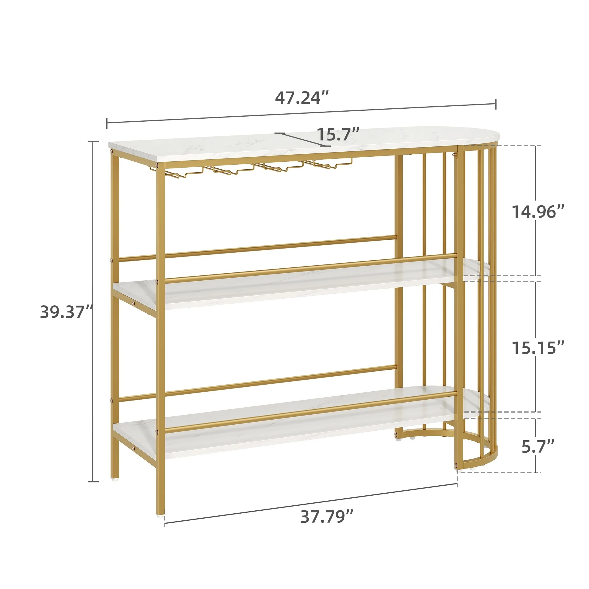 Moasis Home Bar Unit 3-Tier Liquor Bar Table with Glass Holder