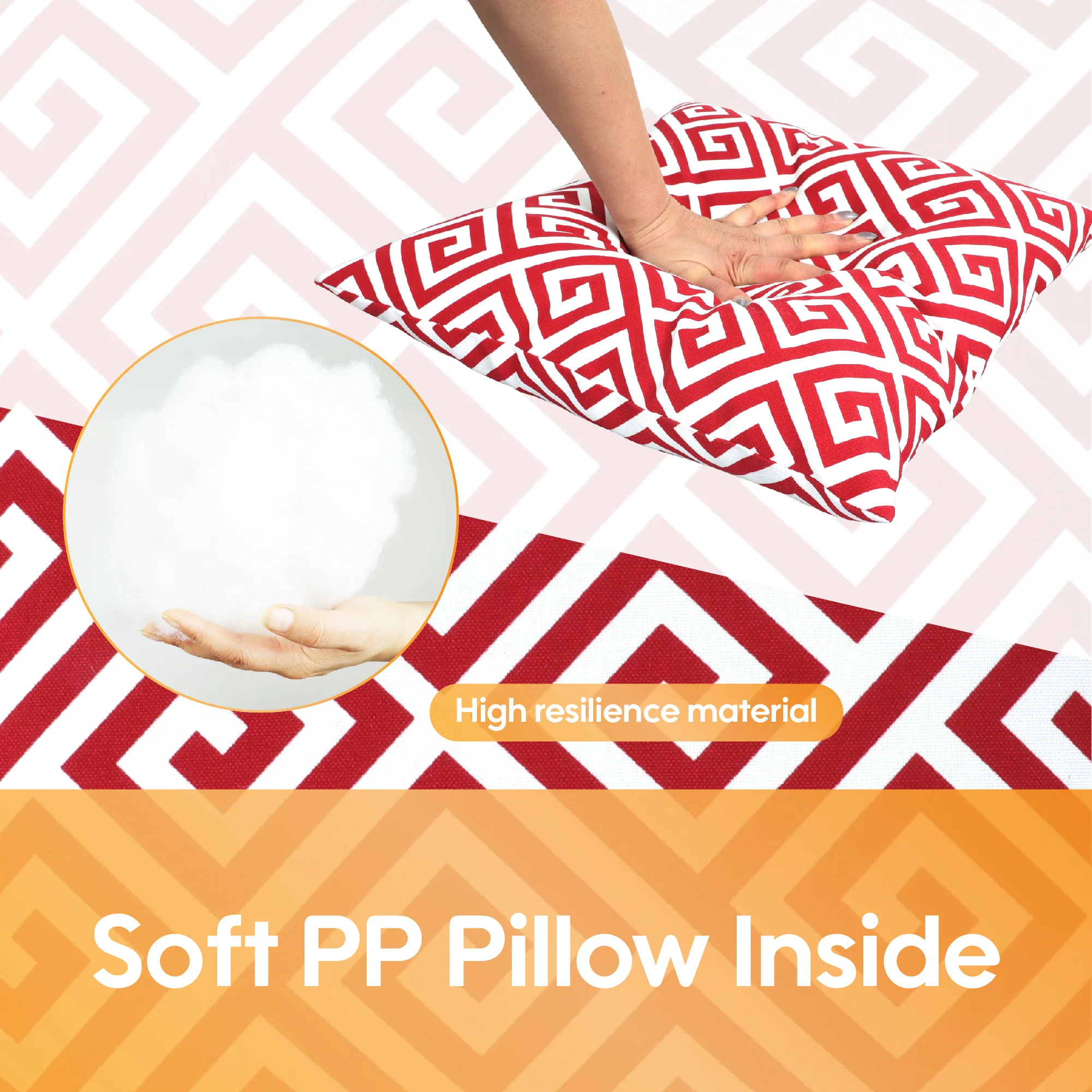 Red & White Geo Outdoor Square Pillows, Set of 2