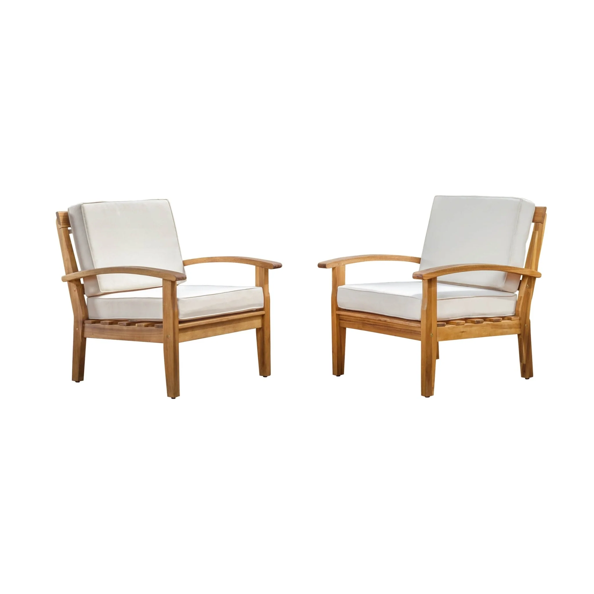 Outdoor Club Chair with Cushion and Acacia Wood Frame