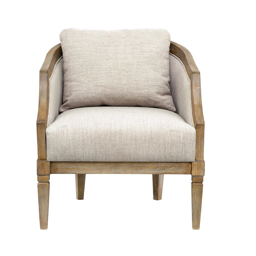 Upholstered Accent Chair with Removable Back Cushion and Recessed Arms