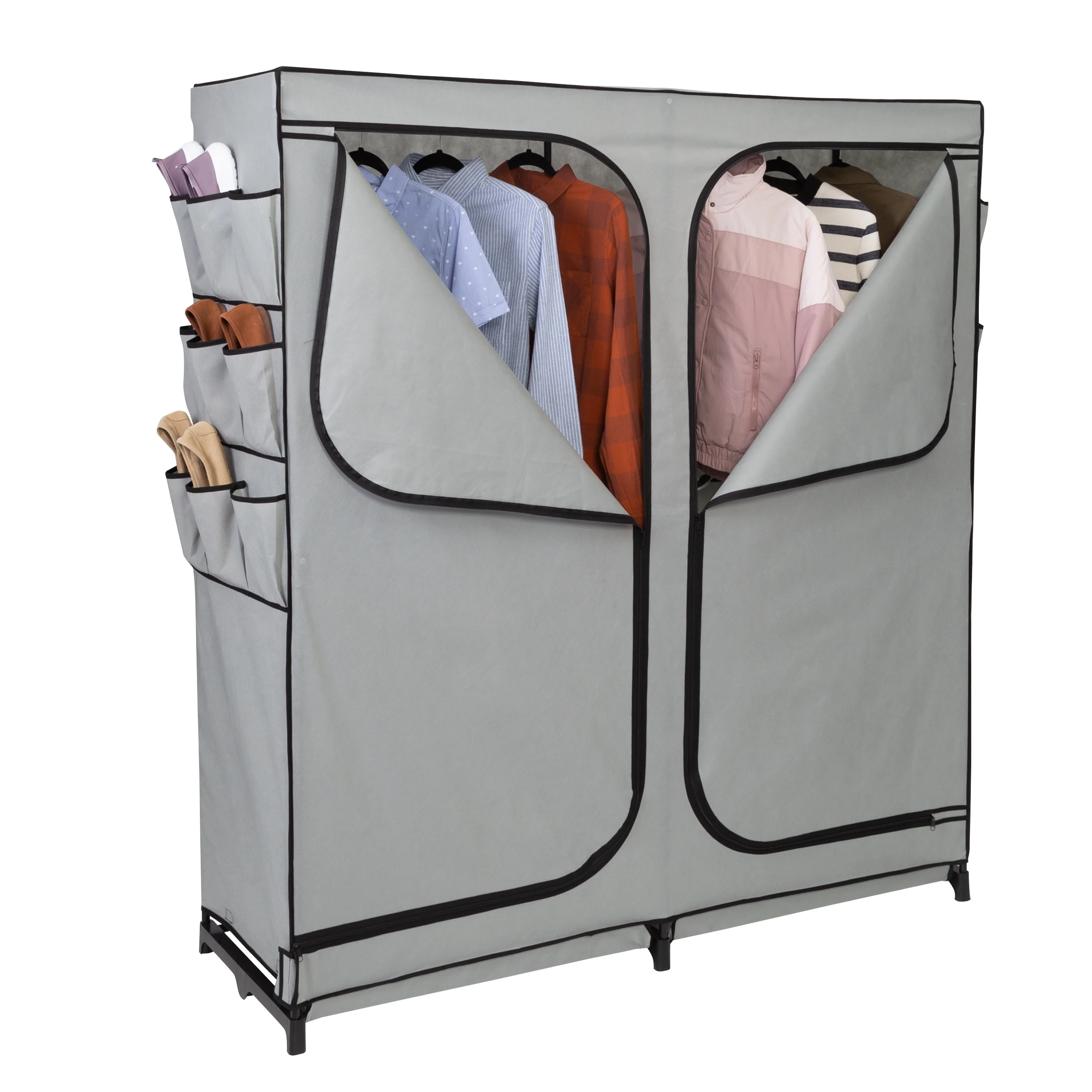 Honey-Can-Do Grey 2-Door Portable Closet with 18-Pockets
