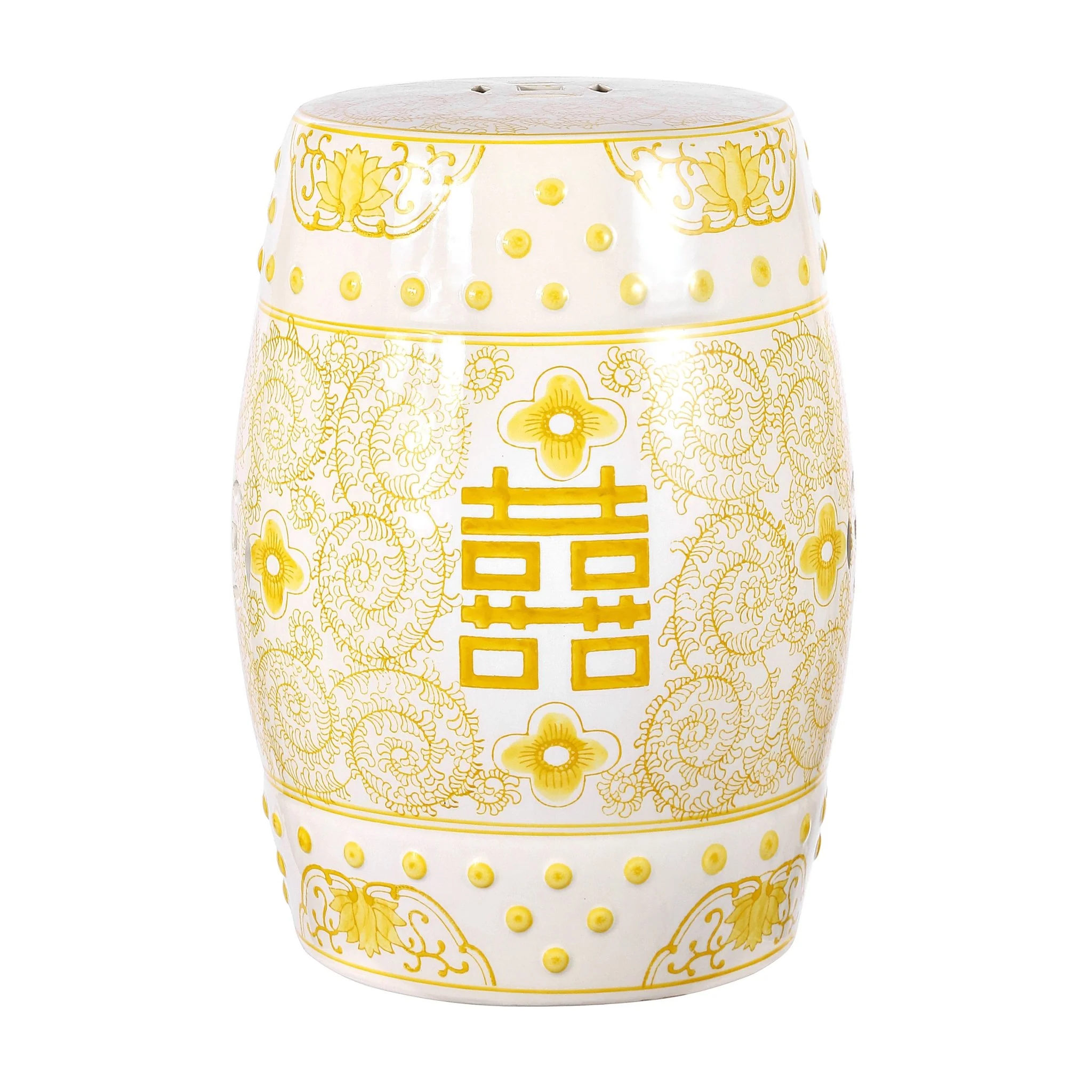 Double Happiness 18 Chinoiserie Ceramic Drum Garden Stool
