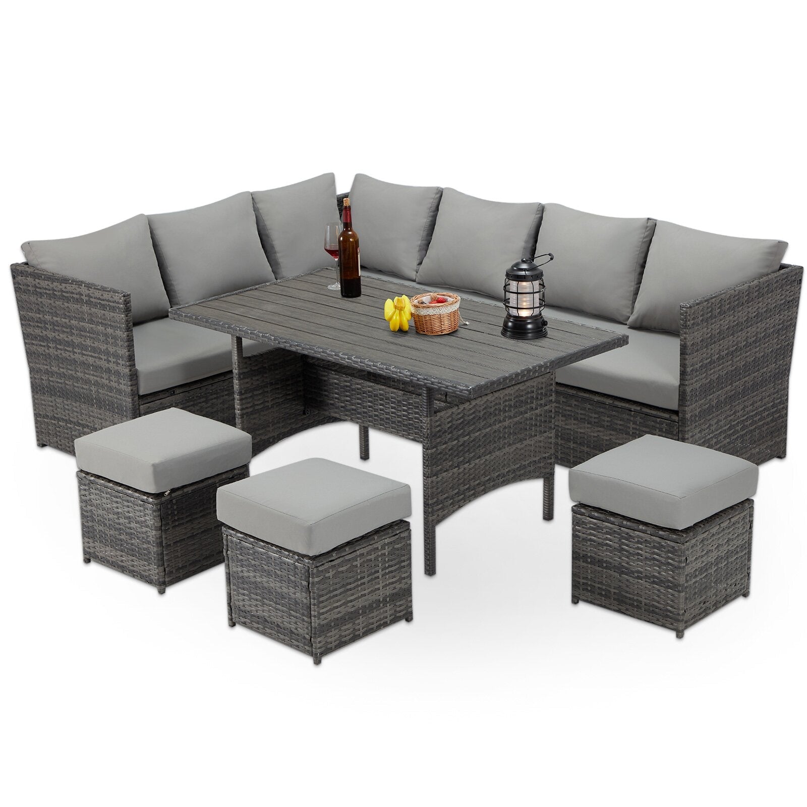 Wicker/Rattan 9 - Person Seating Group with Cushions