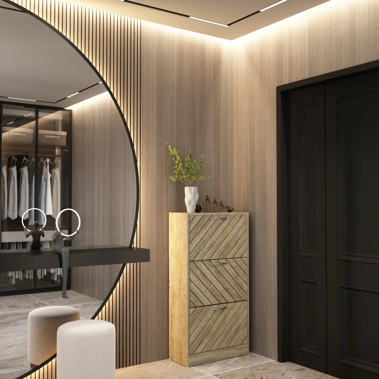 Kerrogee 18-Pair Shoe Storage Cabinet with 3 Flip Drawers Wood/ Grey