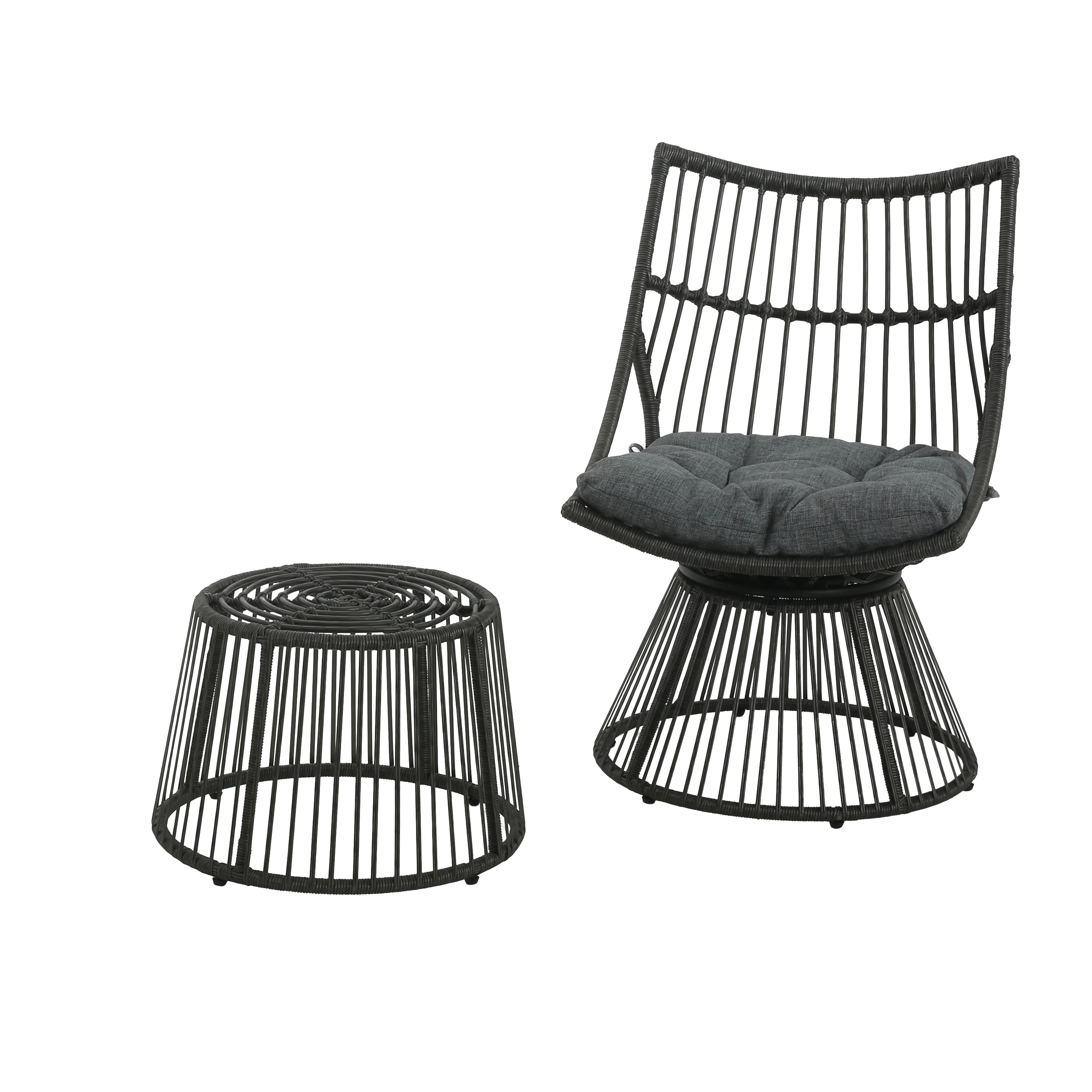Strontianite 2-Piece Patio Set with Side Table and Wicker High Back Chair
