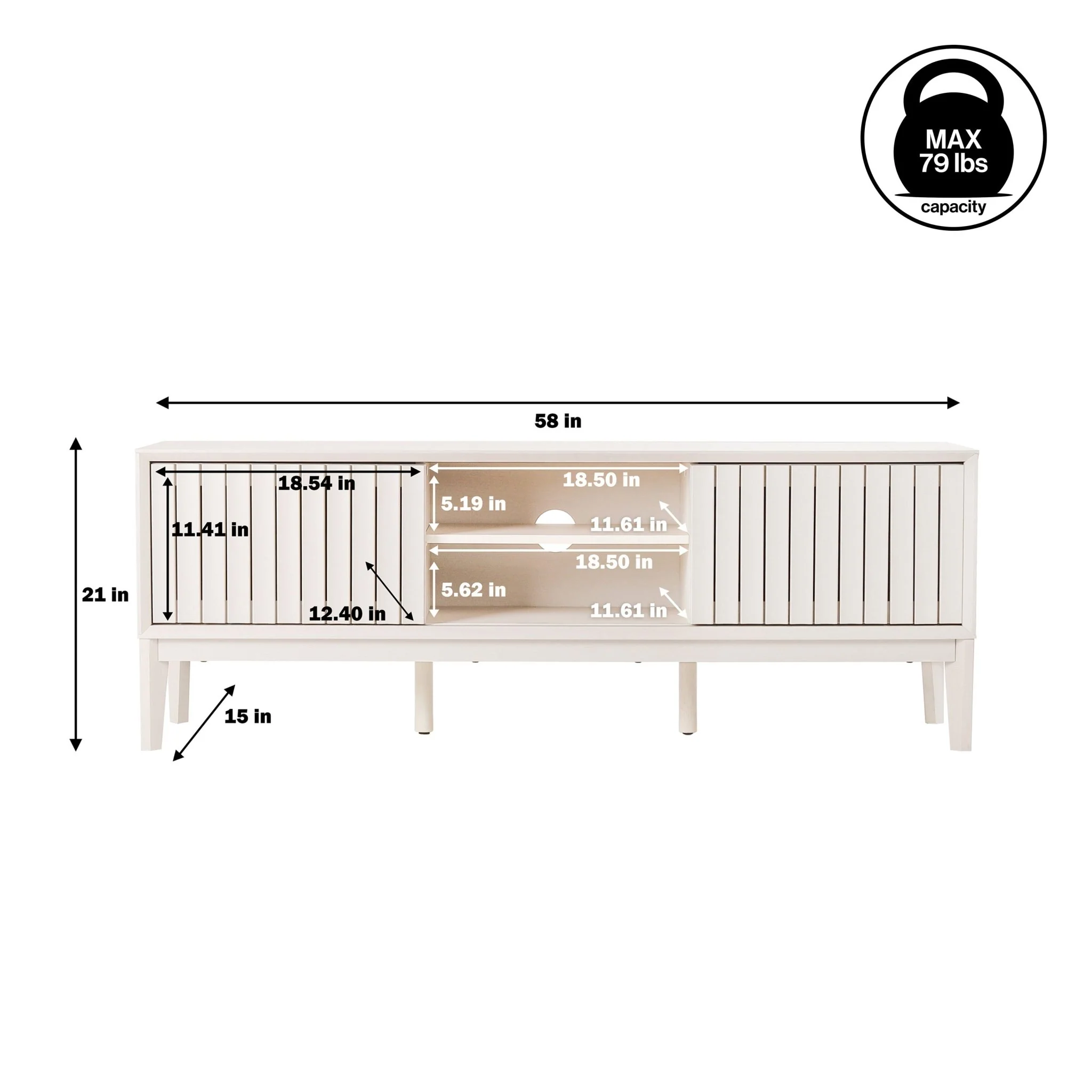 Gennaro Farmhouse 3-Storage Sliding Door TV Stand Fits TVs up to 65 in. with Cable Management