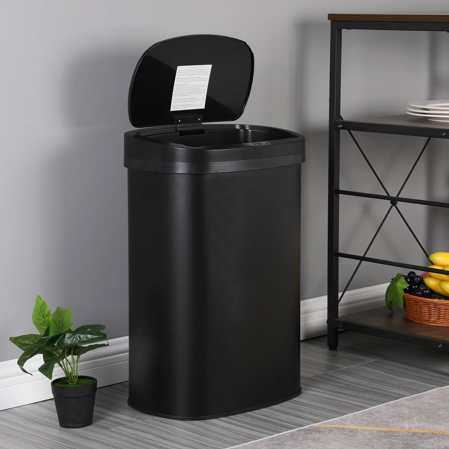 Motion Sensor 13 Gallon 50 Liter Stainless Steel Odorless Slim Trash Can by Furniture of America