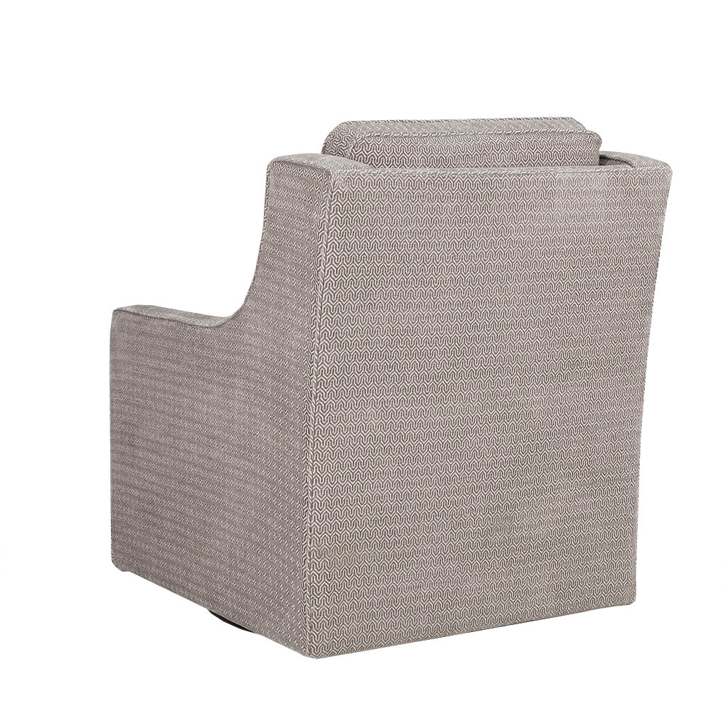 Upholstered Swivel Chair with Curved Armrest and Metal Base