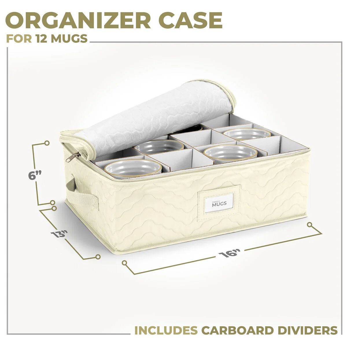 12 Mug Coffee Mug/Glass Quilted Box - 13 in x 16 in x 6 in