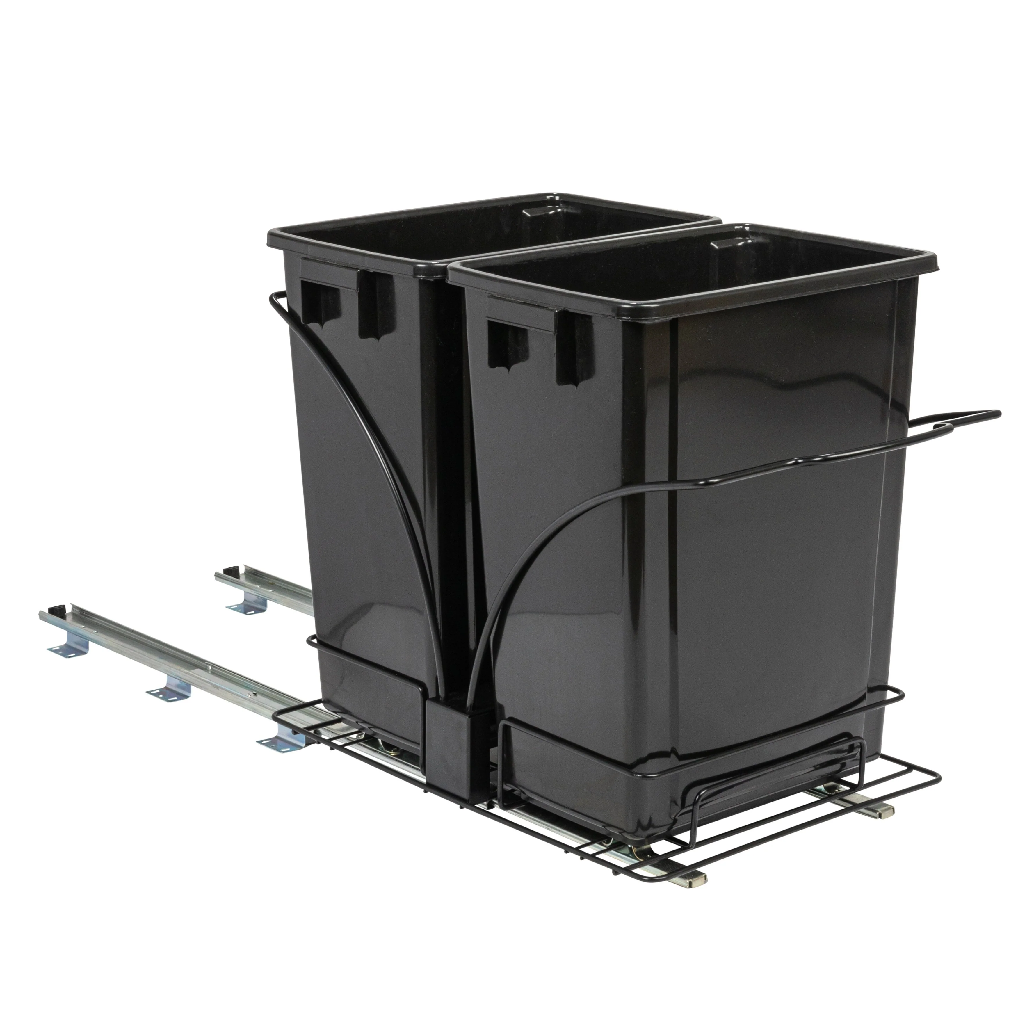 Household Essentials Chrome-Plated Steel Pull-Out/Slide-Out Double Trash Cans