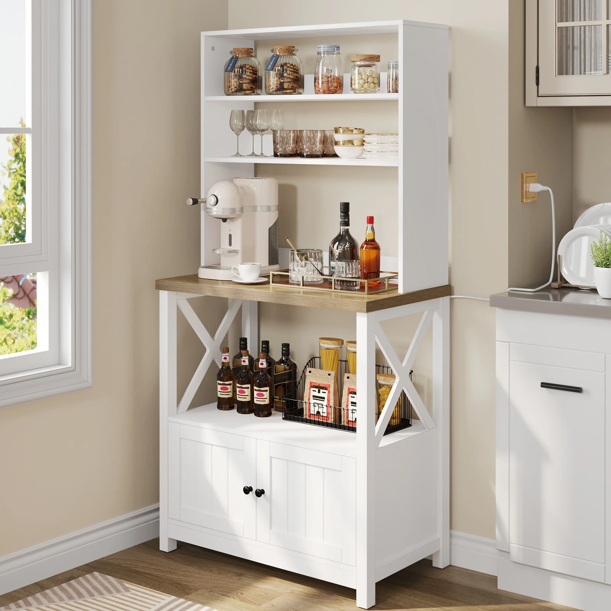 Moasis 5 Tier Kitchen Bakers Rack with Storage Shelves Microwave Oven Stand Kitchen Shelf Organizer