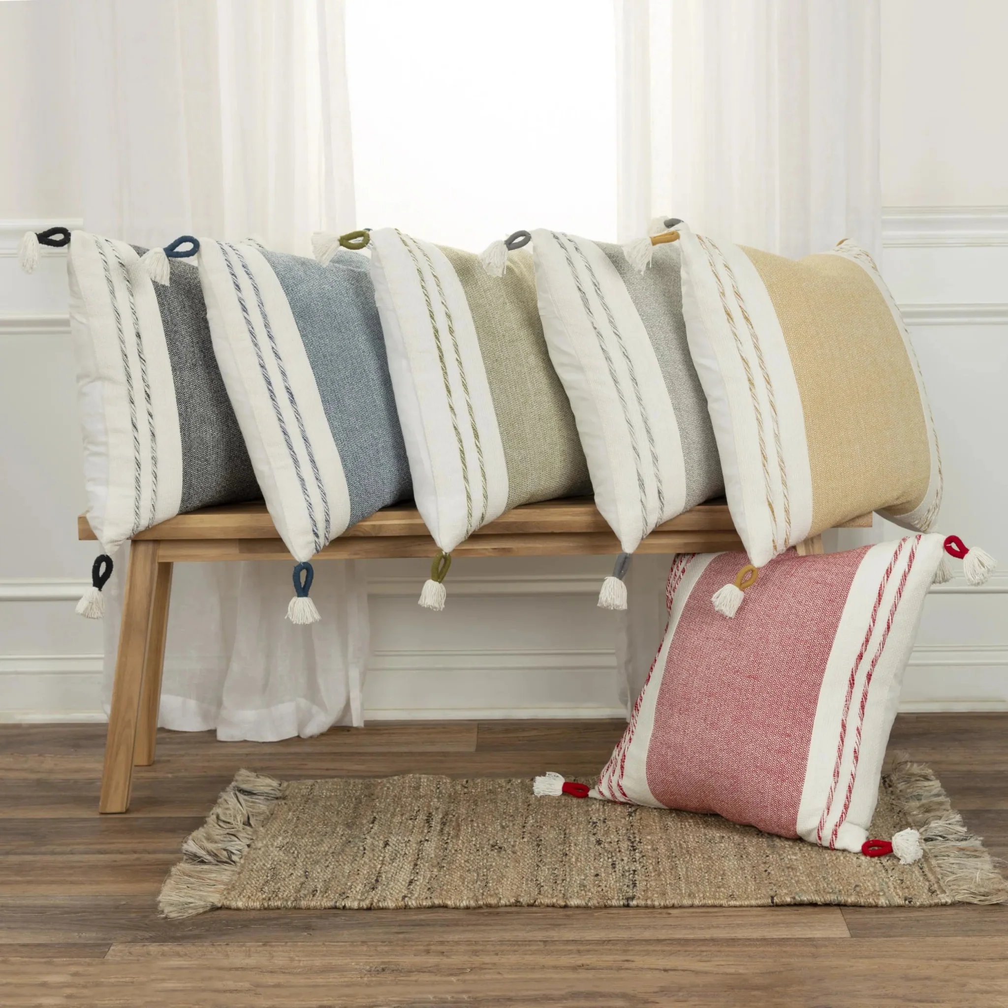 Woven Color Block Throw Pillow