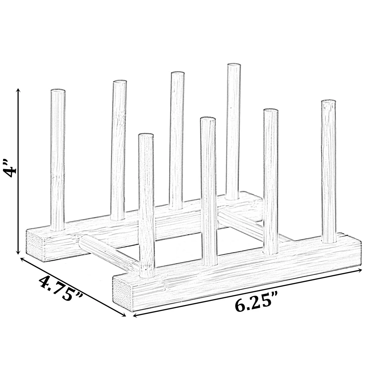 Set of 2 Bamboo Wooden Dish Drainer Rack, Plate Rack, And Drying Drainer