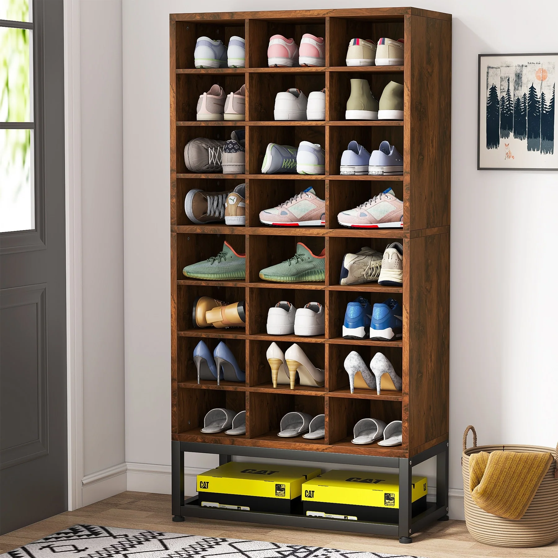 8-tier Shoe Storage Cabinet Organizer Rack with 24 Cubbies