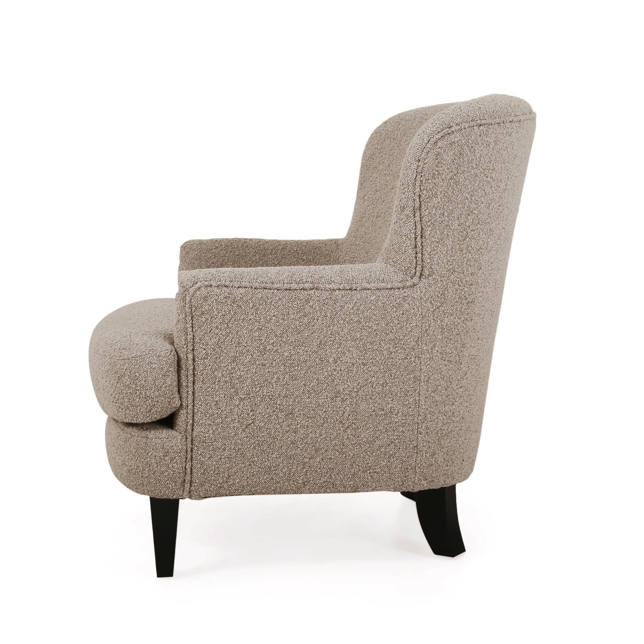 Melodique Boucle Fabric Upholstered Club Chair with Tapered Legs