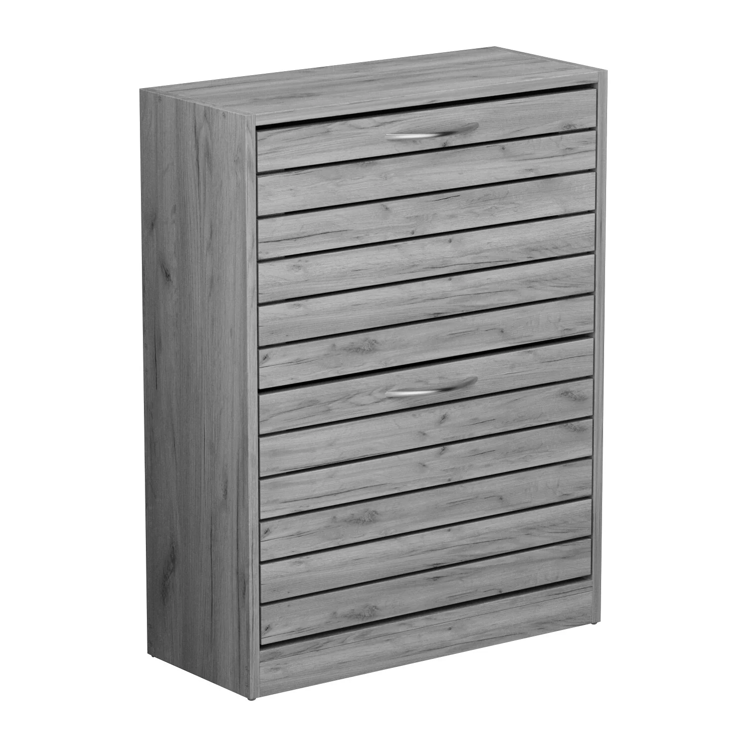 6-12 Pair Shoe Storage Cabinet Two Drawer Space Saving Grey/Oak